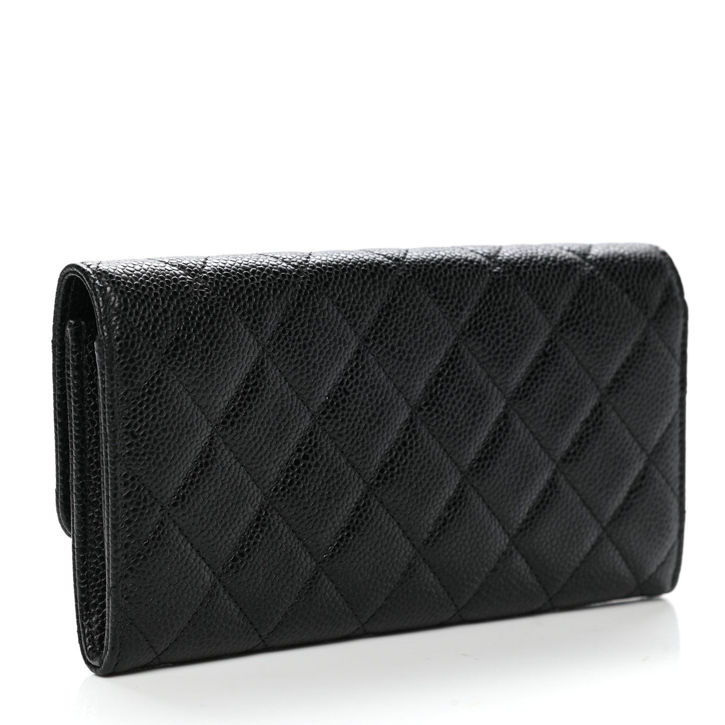 Caviar Quilted Large Flap Wallet Black