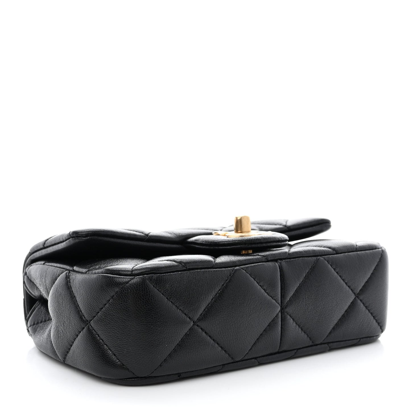 Lambskin Pearl Quilted Mini Flap Black