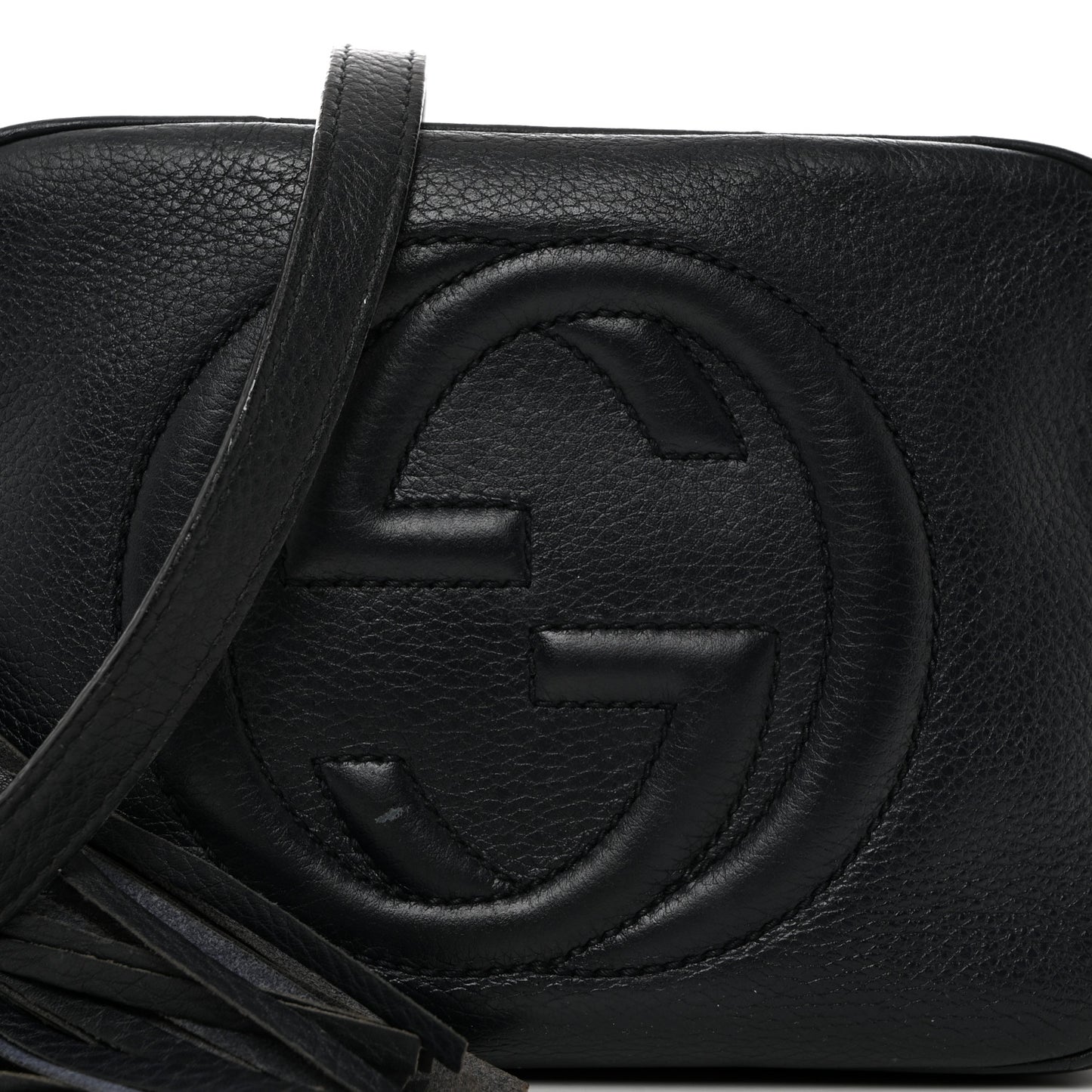 Pebbled Calfskin Small Soho Disco Bag Black