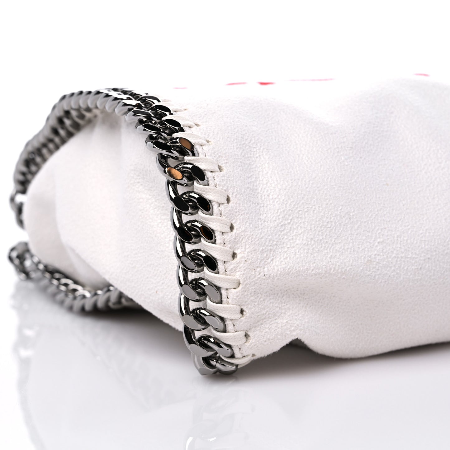 X ED CURTIS Shaggy Deer Logo Embroidered Mini Falabella Fold Over Tote White