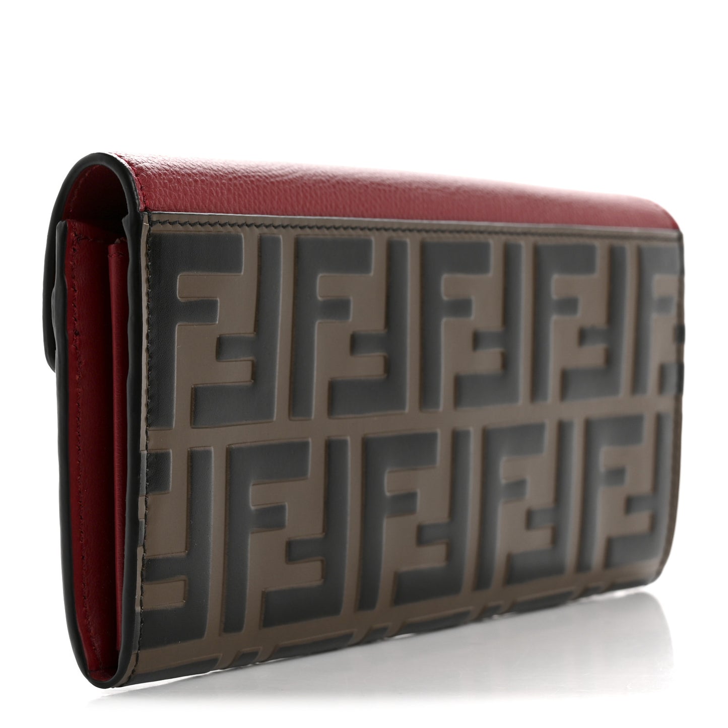 Vitello Cruise F is Fendi Bi-Color FF 1974 Embossed Continental Envelope Wallet Maya Black Fragola