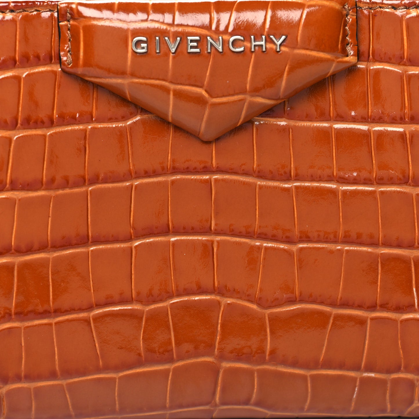 Calfskin Crocodile Embossed Nano Antigona Tan