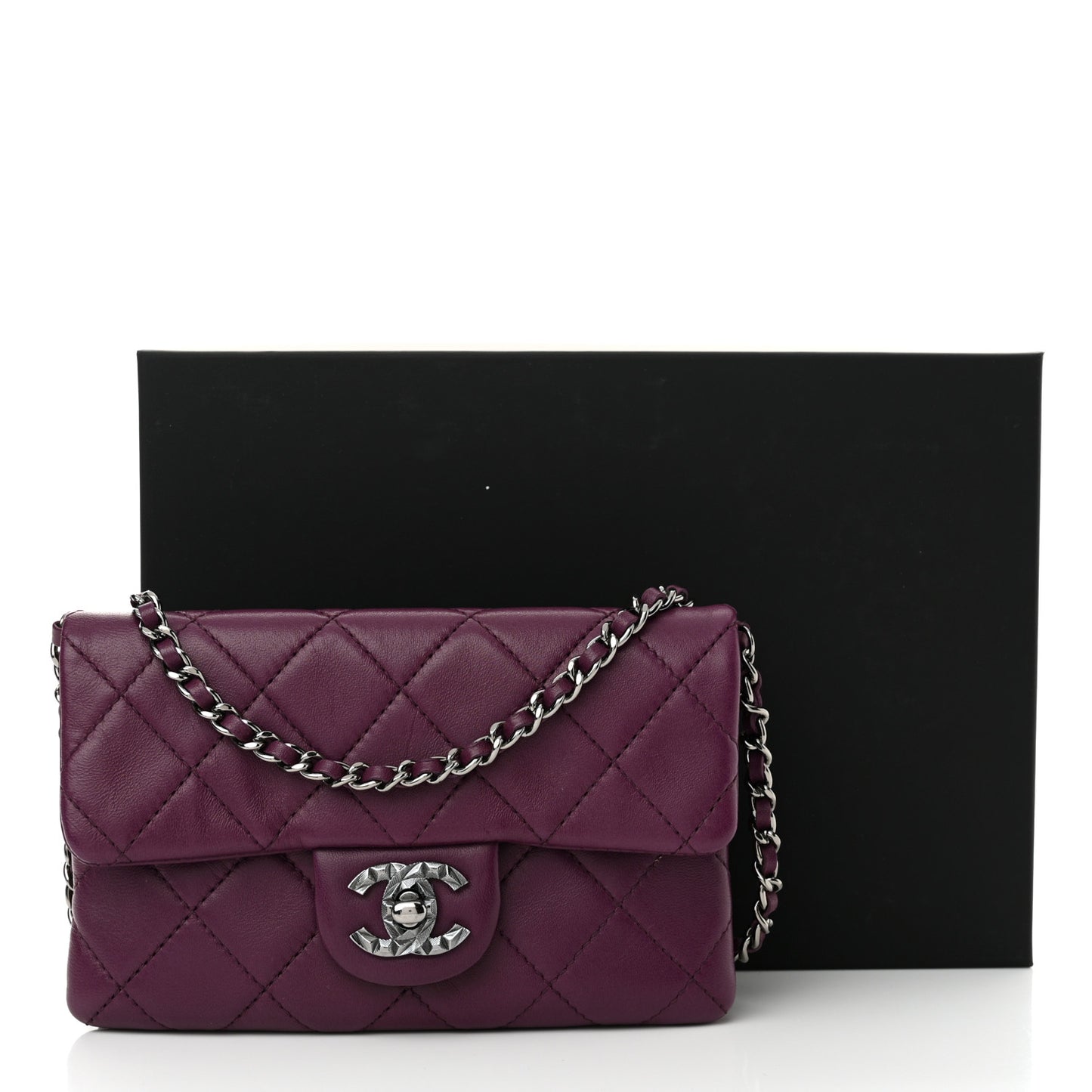 Lambskin Quilted Mini Mineral Nights Flap Crossbody Bag Purple