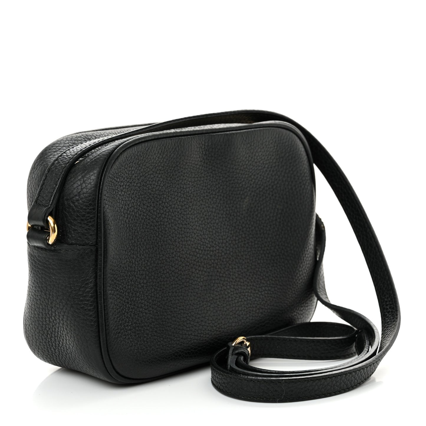 Pebbled Calfskin Small Soho Disco Bag Black