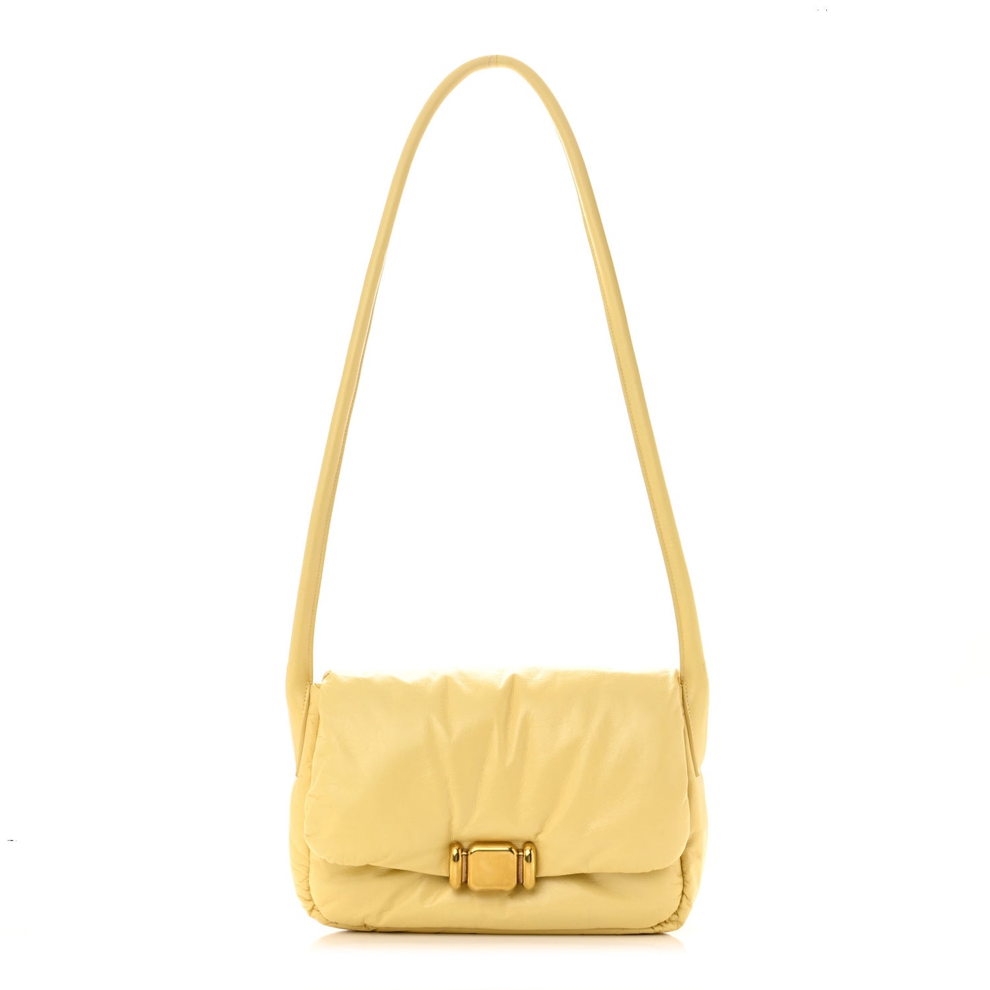 Paper Calfskin Puffy Flap Butter Brass