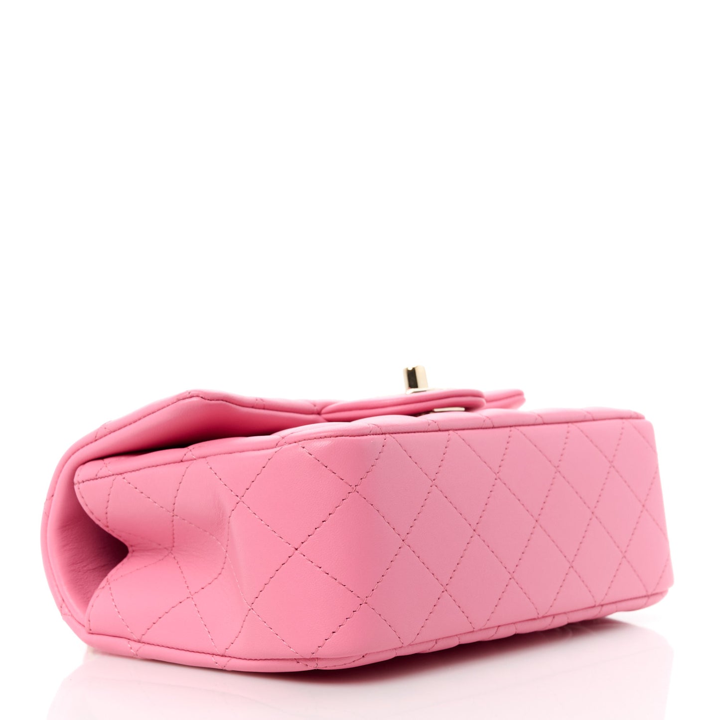 Lambskin Quilted Mini Top Handle Rectangular Flap Pink