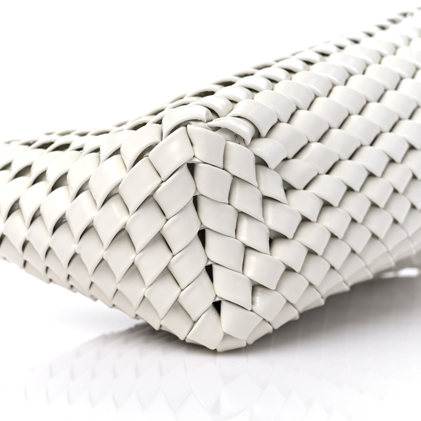 Patent Nappa Intrecciato Slanted Clutch White