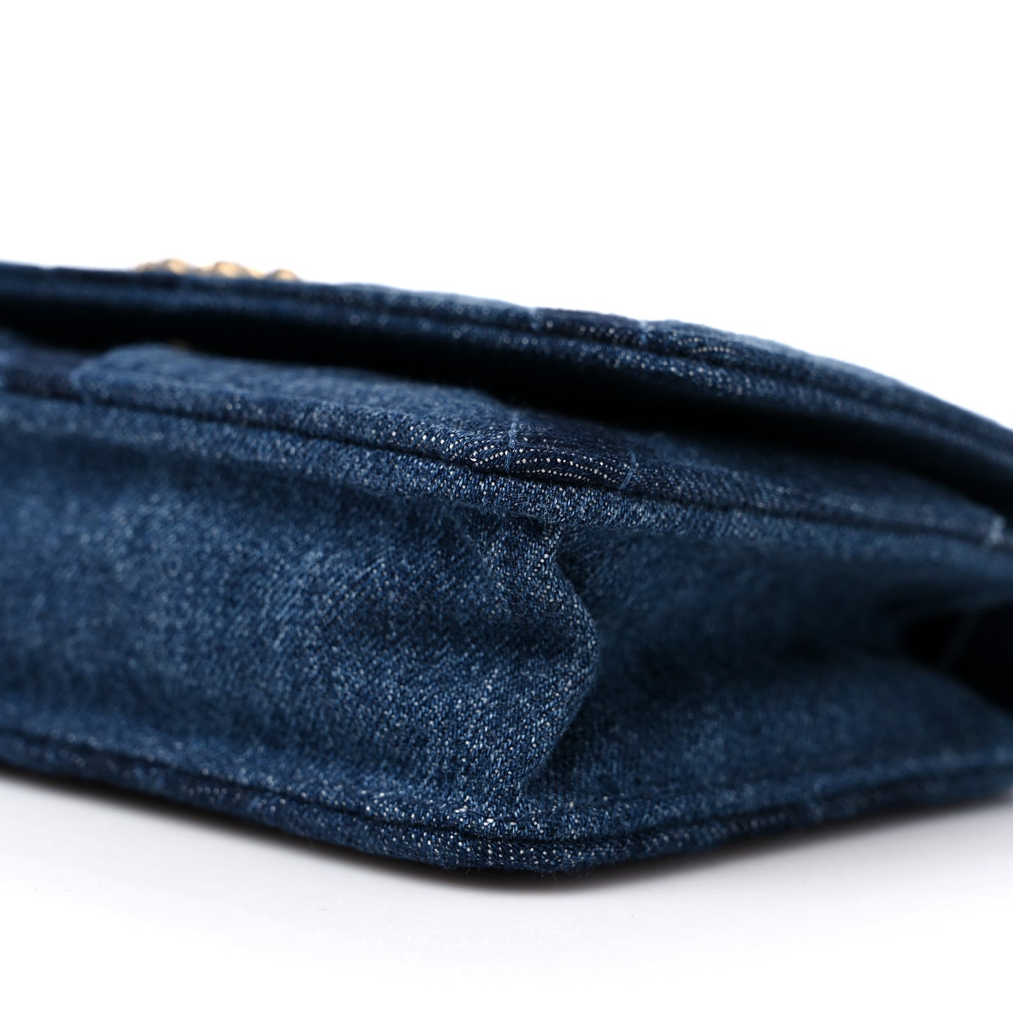 Denim Quilted Chanel 19 Wallet On Chain WOC Blue