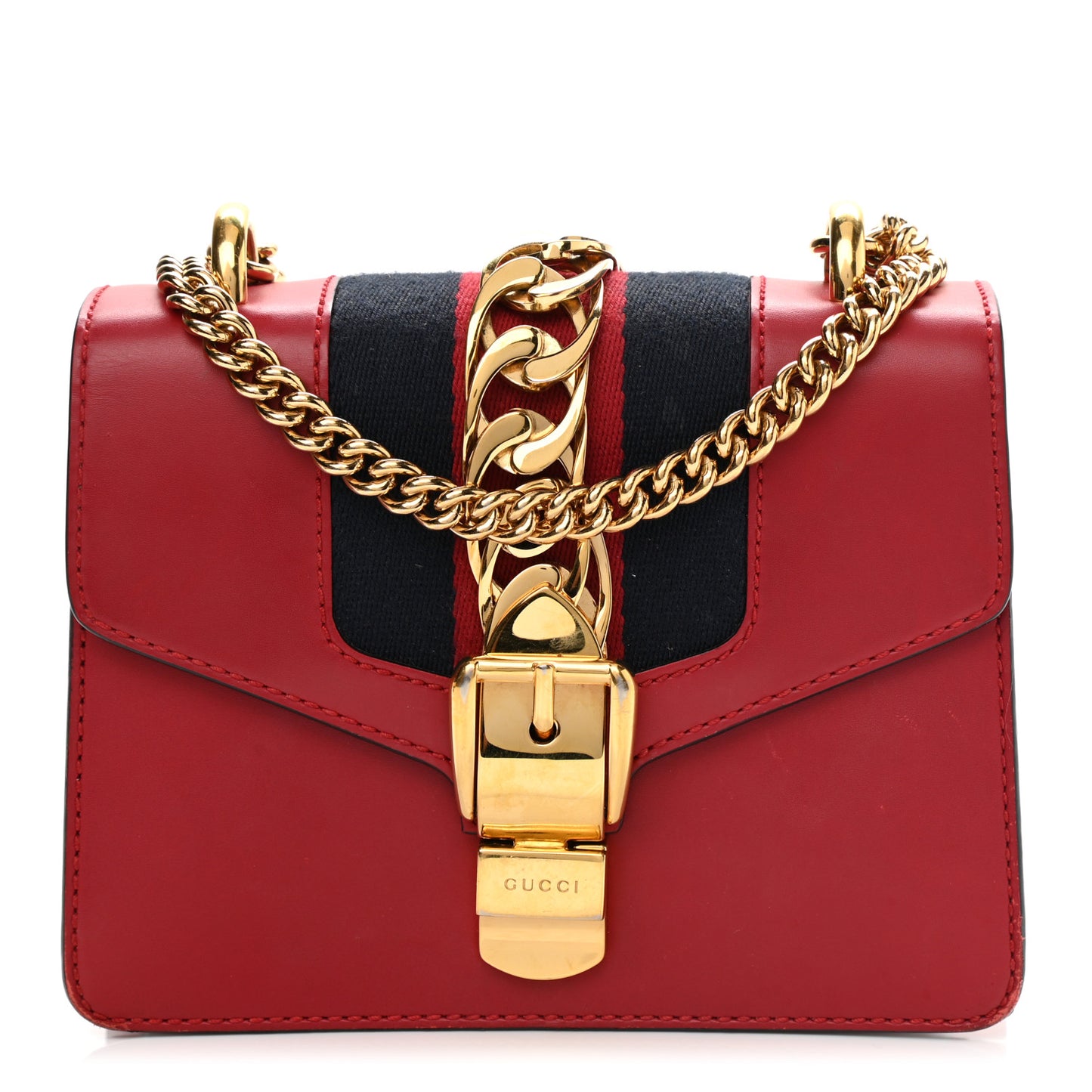 Calfskin Mini Sylvie Chain Shoulder Bag Hibiscus Red