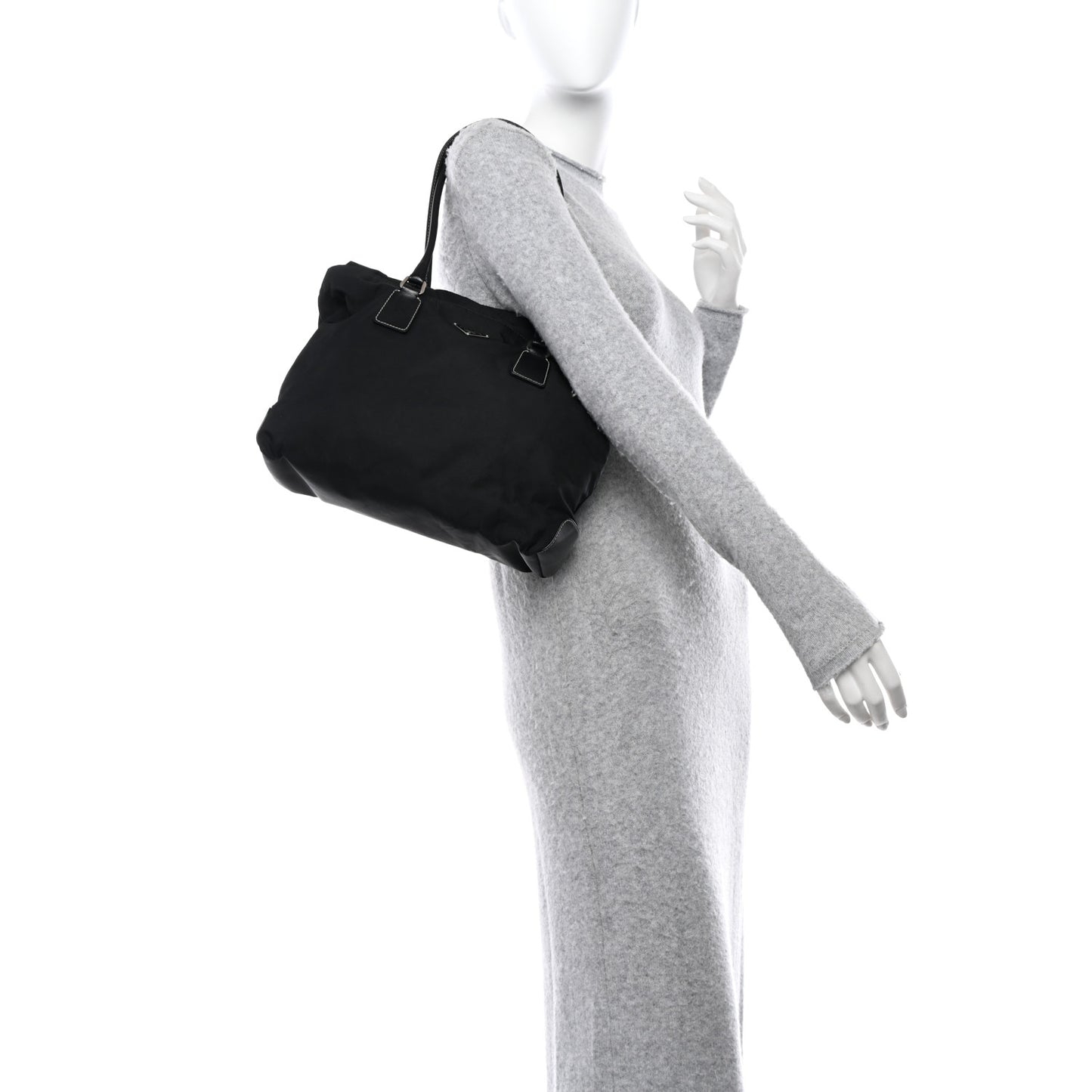 Nylon Zip Tote Bag Black