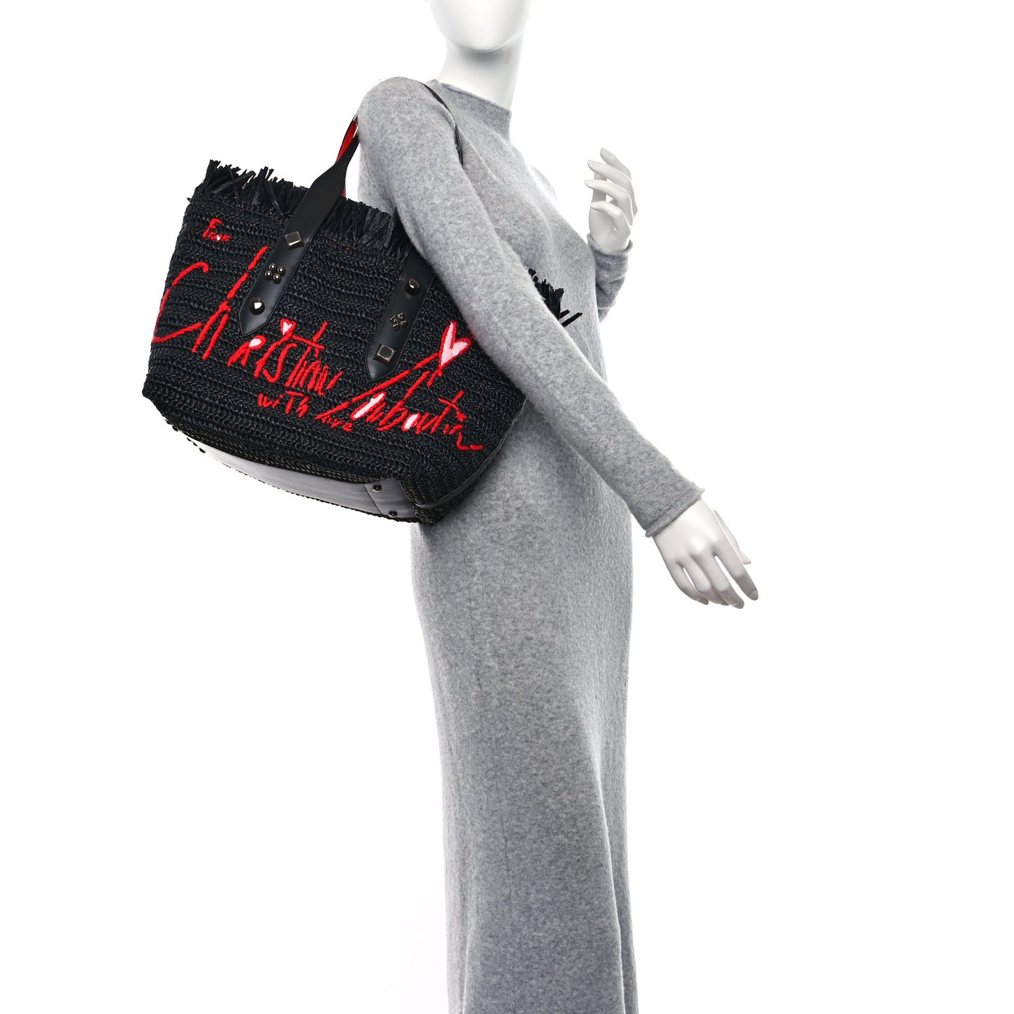 Raffia Medium Frangibus Starlight Tote Black