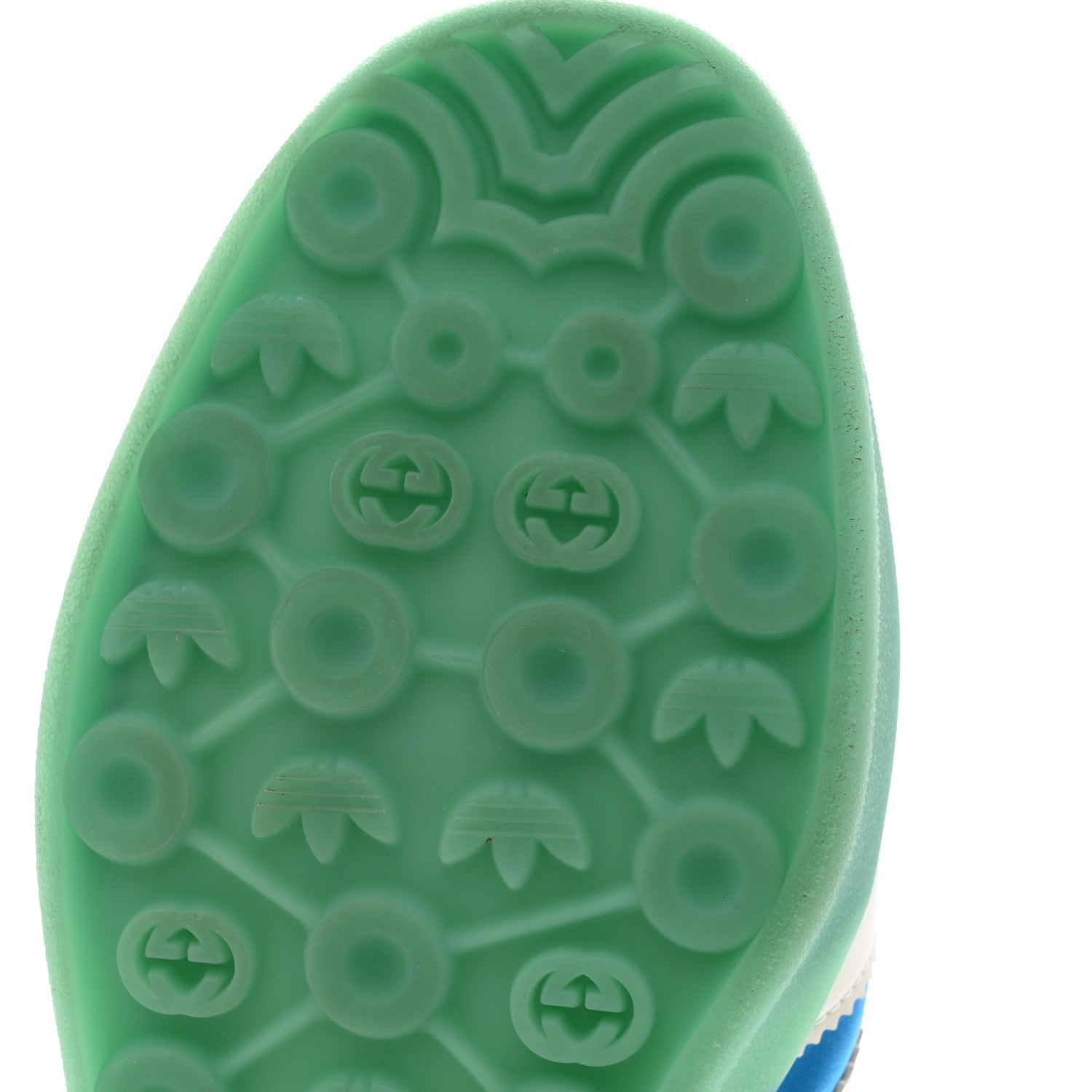 Gucci X ADIDAS Silk Duchesse Demetra Rubber Womens Gazelle Sneakers 11.5 Jade Capri Avio Off White 11 of 12