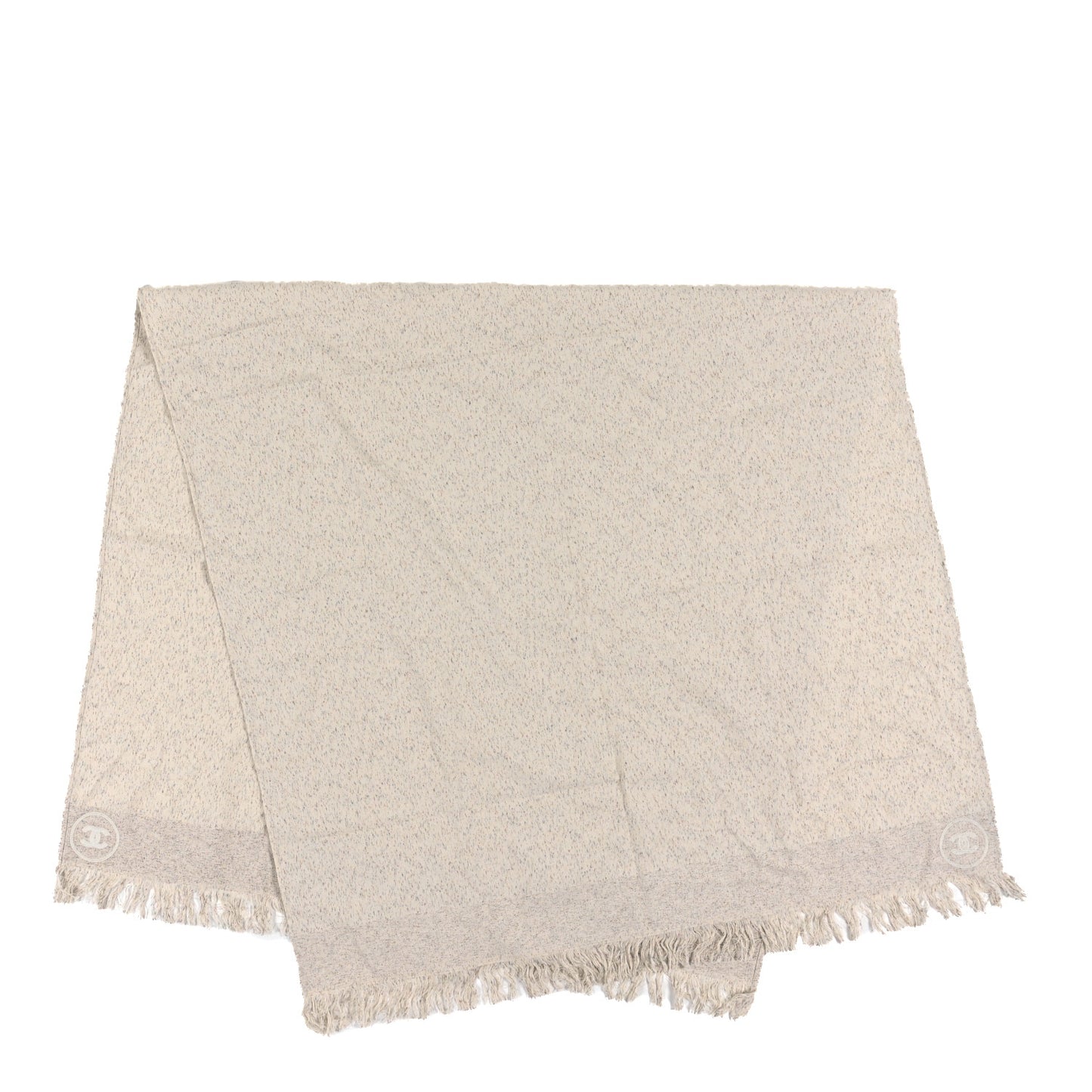 Cotton Woven CC Beach Towel Beige Multicolor