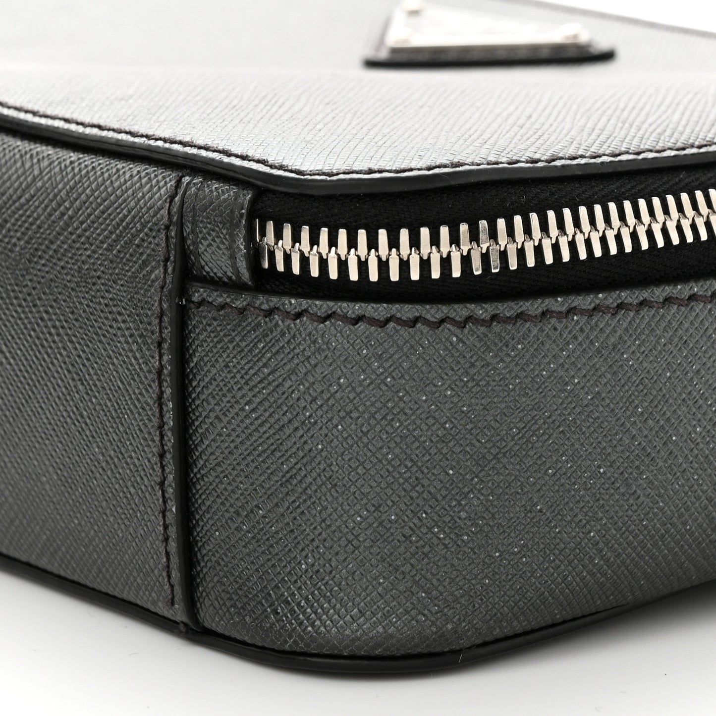 Saffiano Travel Small Brique Top Handle Crossbody Bag Anthracite Gray