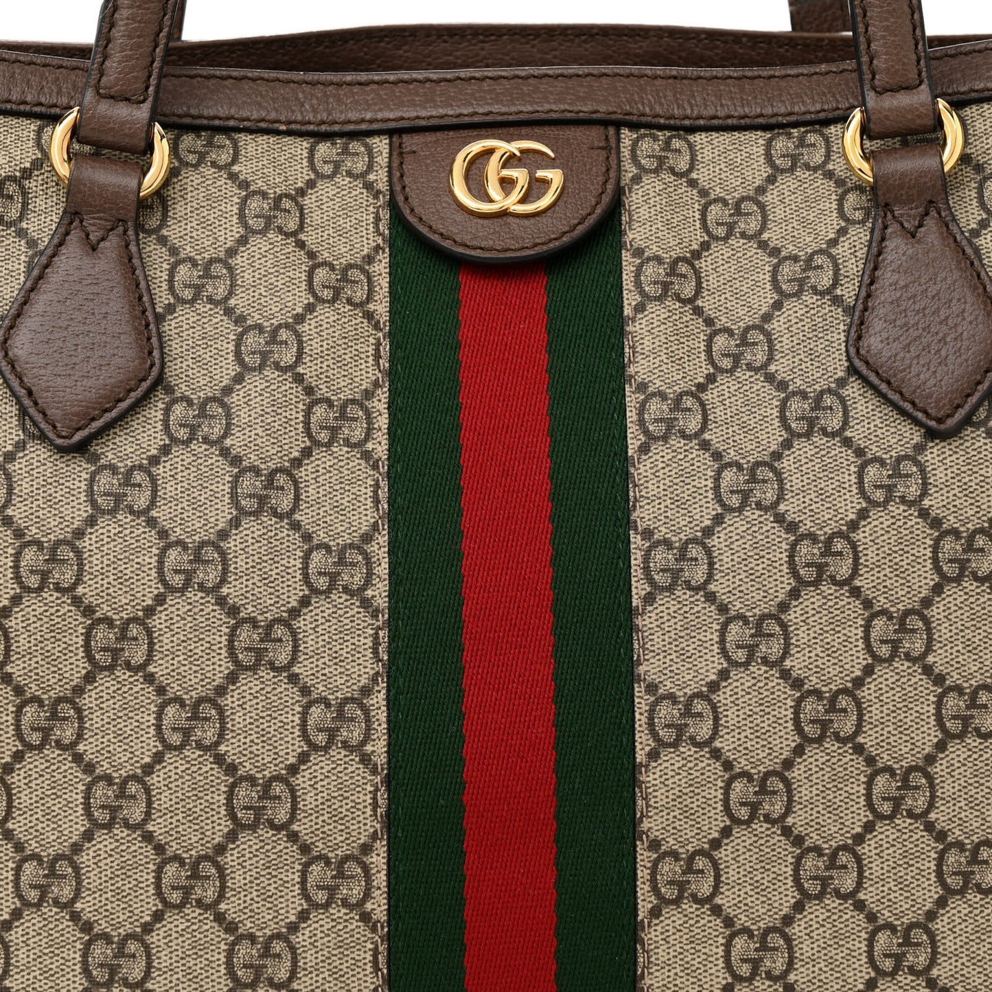 GG Supreme Monogram Medium Ophidia Shopping Tote Brown