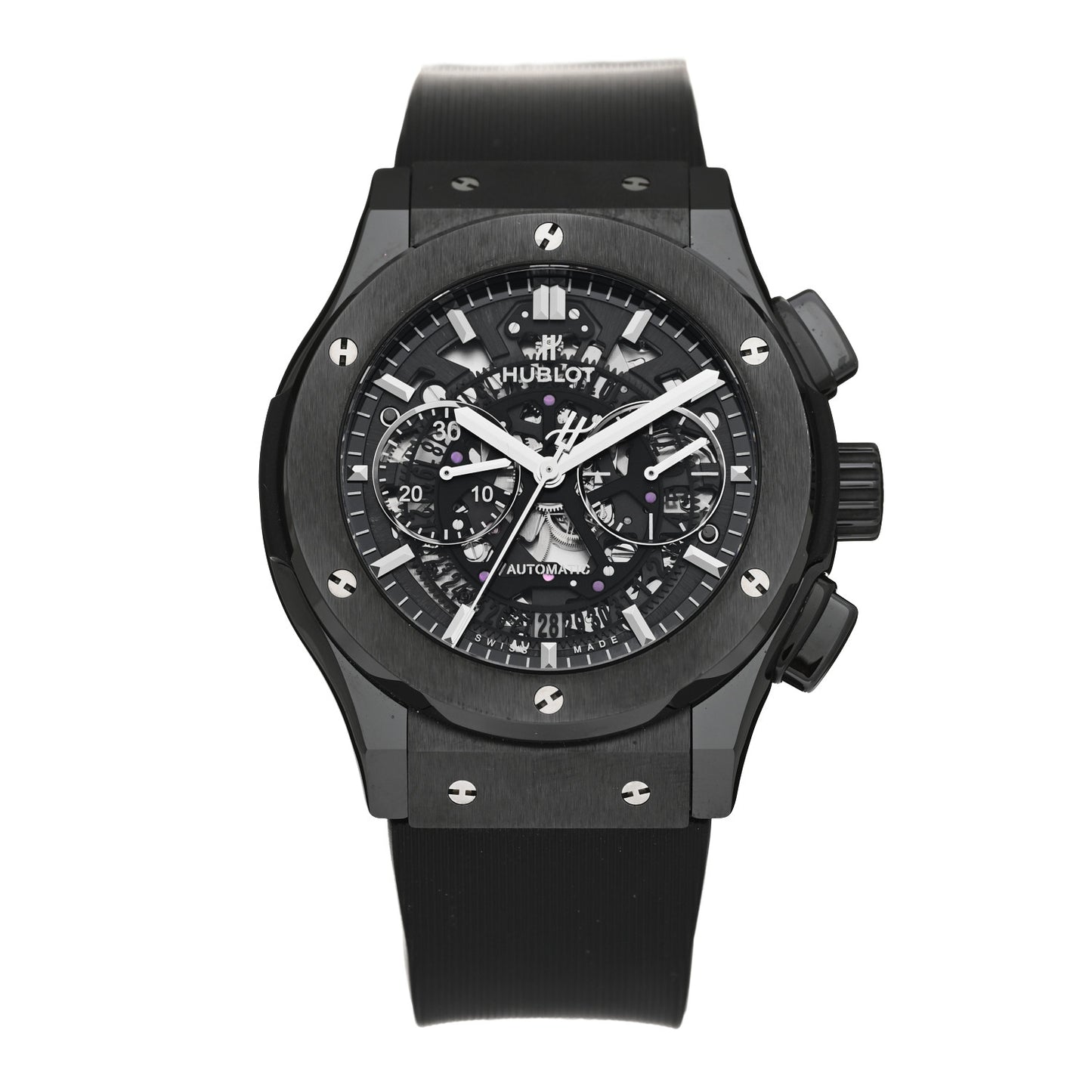 Ceramic Rubber 45mm Classic Fusion Aerofusion Chronograph Automatic Watch Black 525.CM.0170.RX