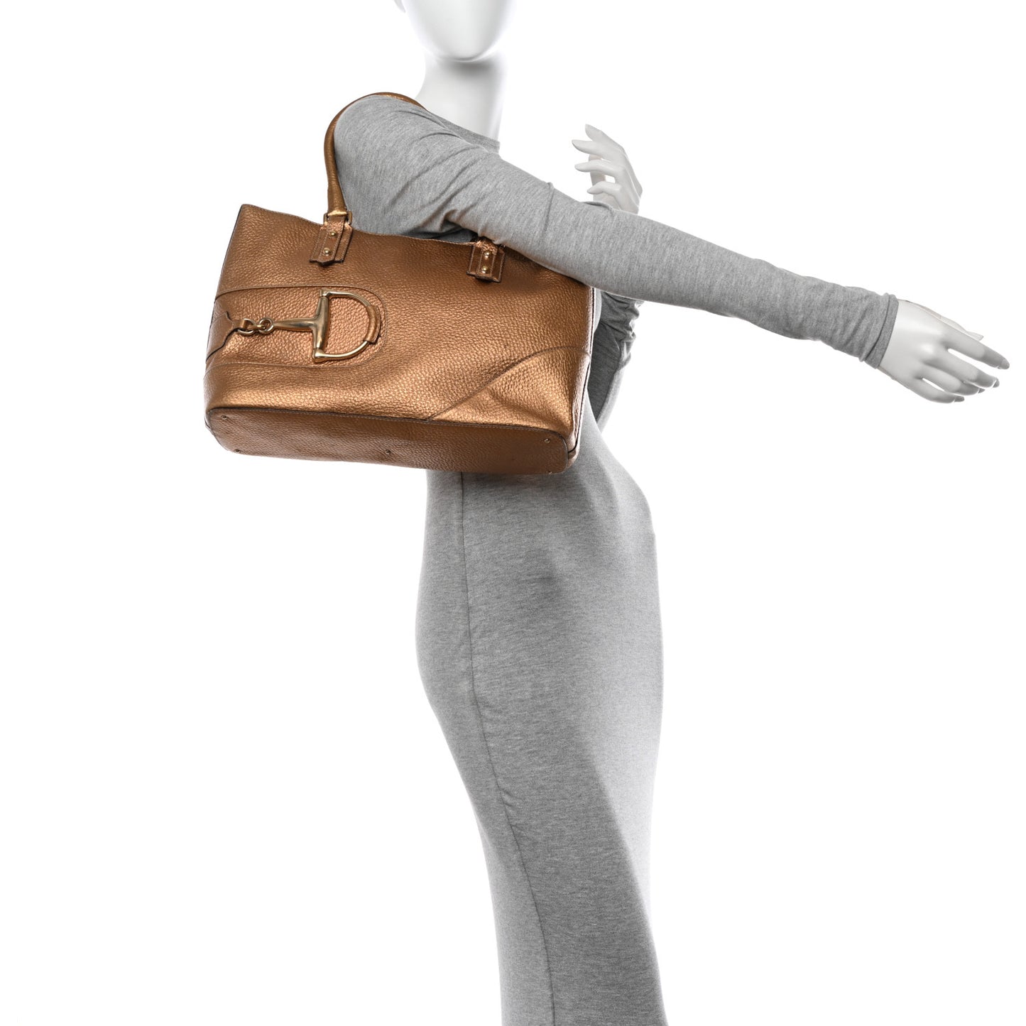 Metallic Calfskin Medium Hasler Tote Bronze