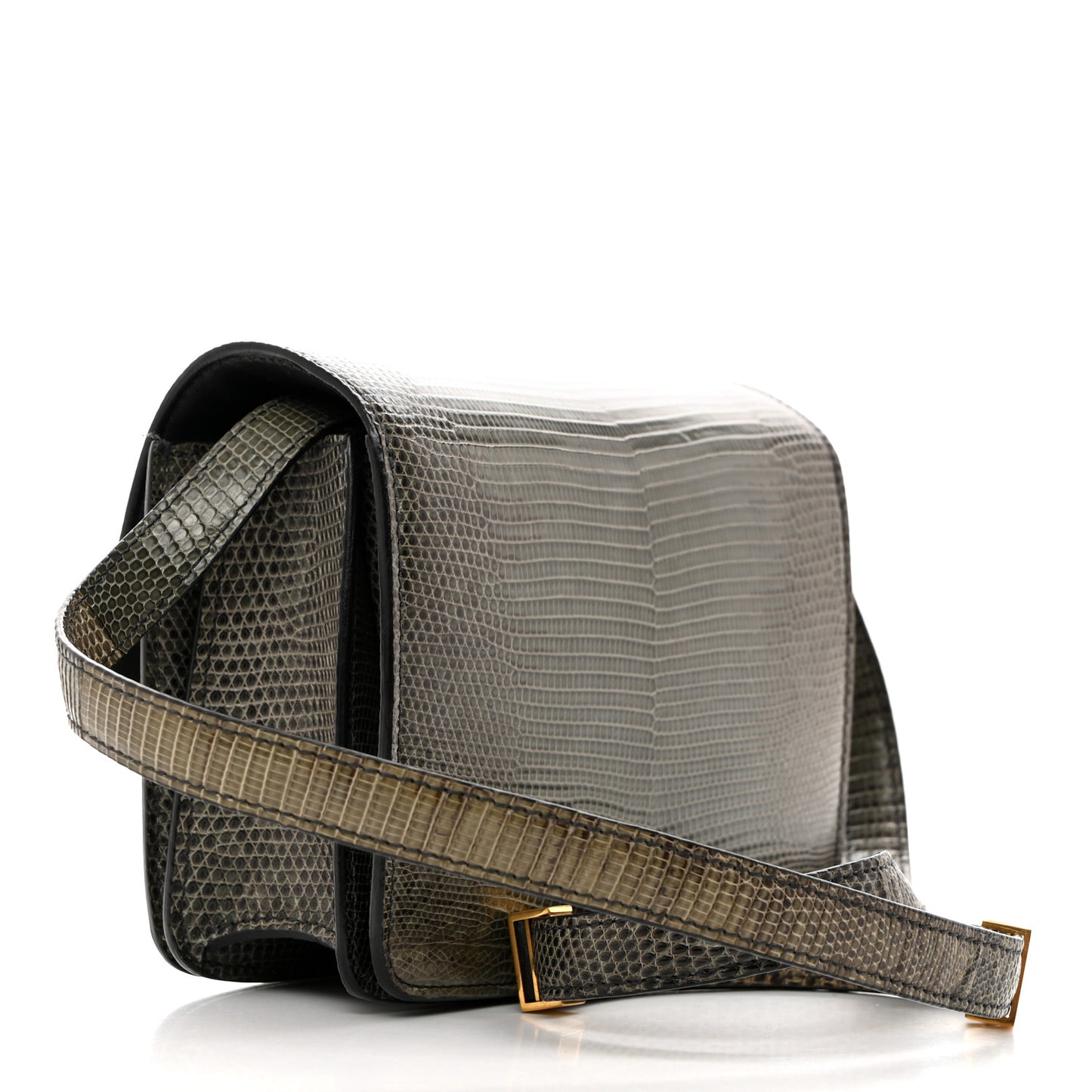Lizard Small Classic Box Flap Bag Green