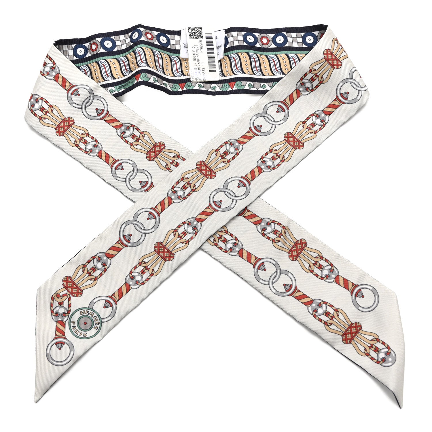 Hermes Silk Harnais En Rosace Twilly Creme Marine Vert 1843081