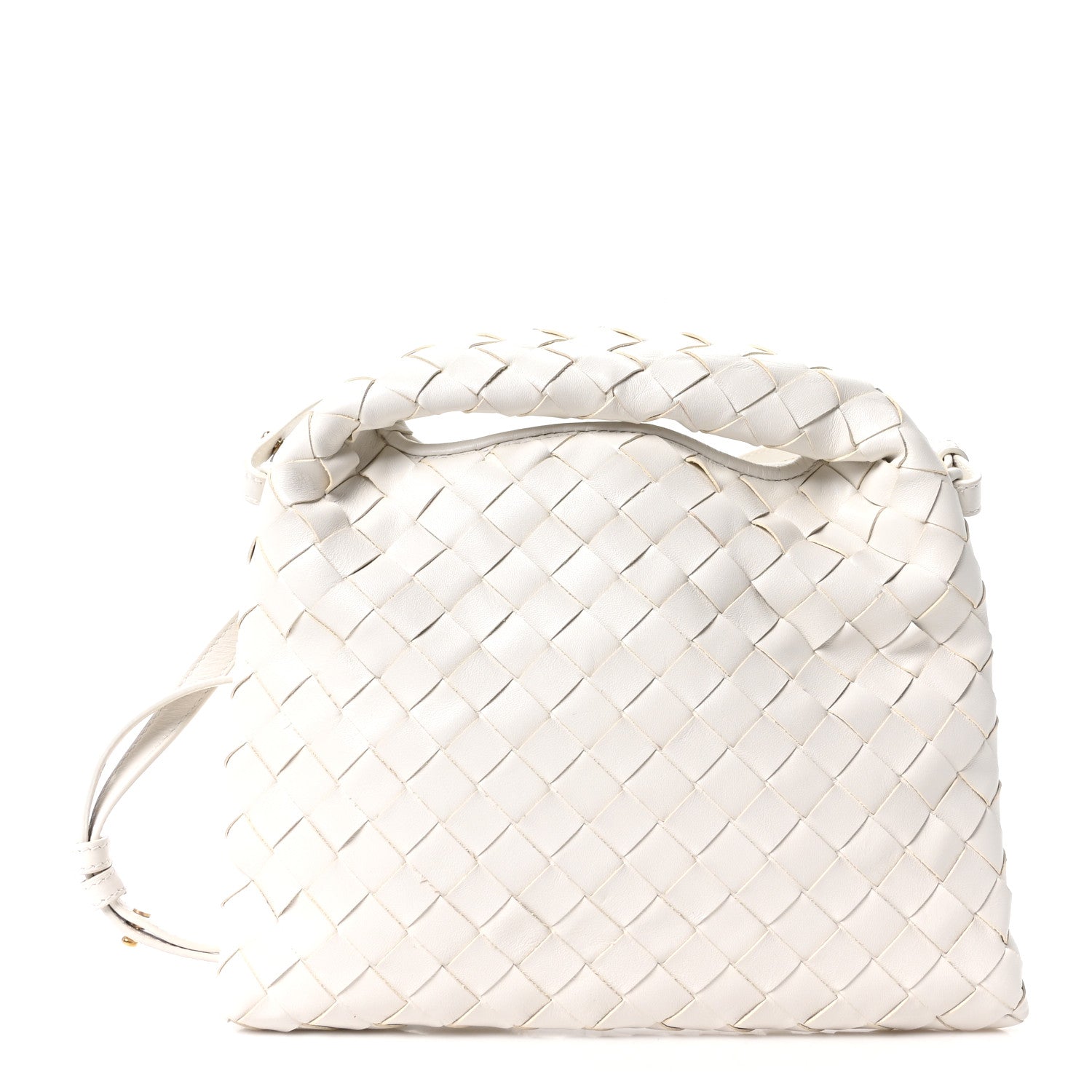 Bottega Veneta Calfskin Intrecciato Mini Hop White 1853238 
