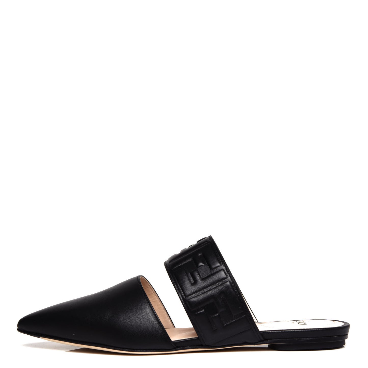 Vitello FF Embossed Flat Mules 36 Black