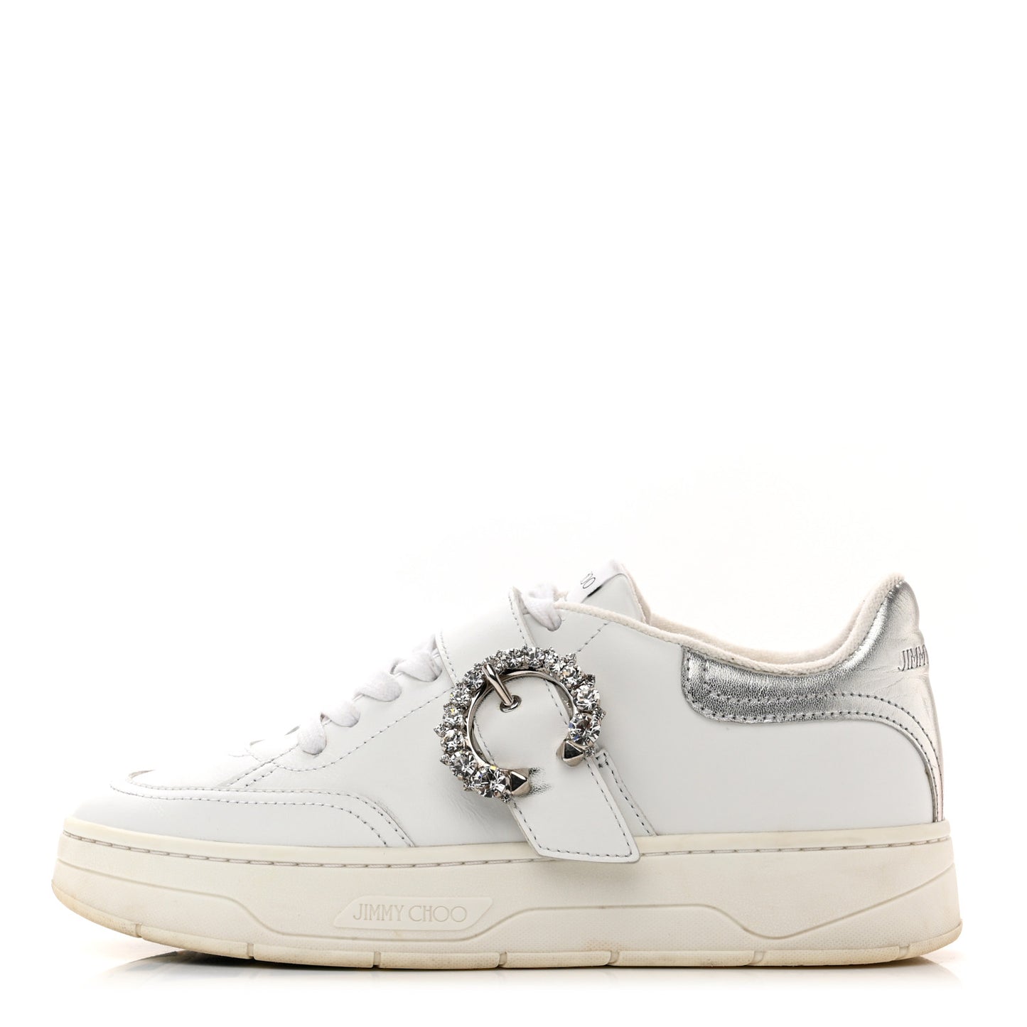 Calfskin Crystal Osaka Oakland Sneaker 36 White Silver
