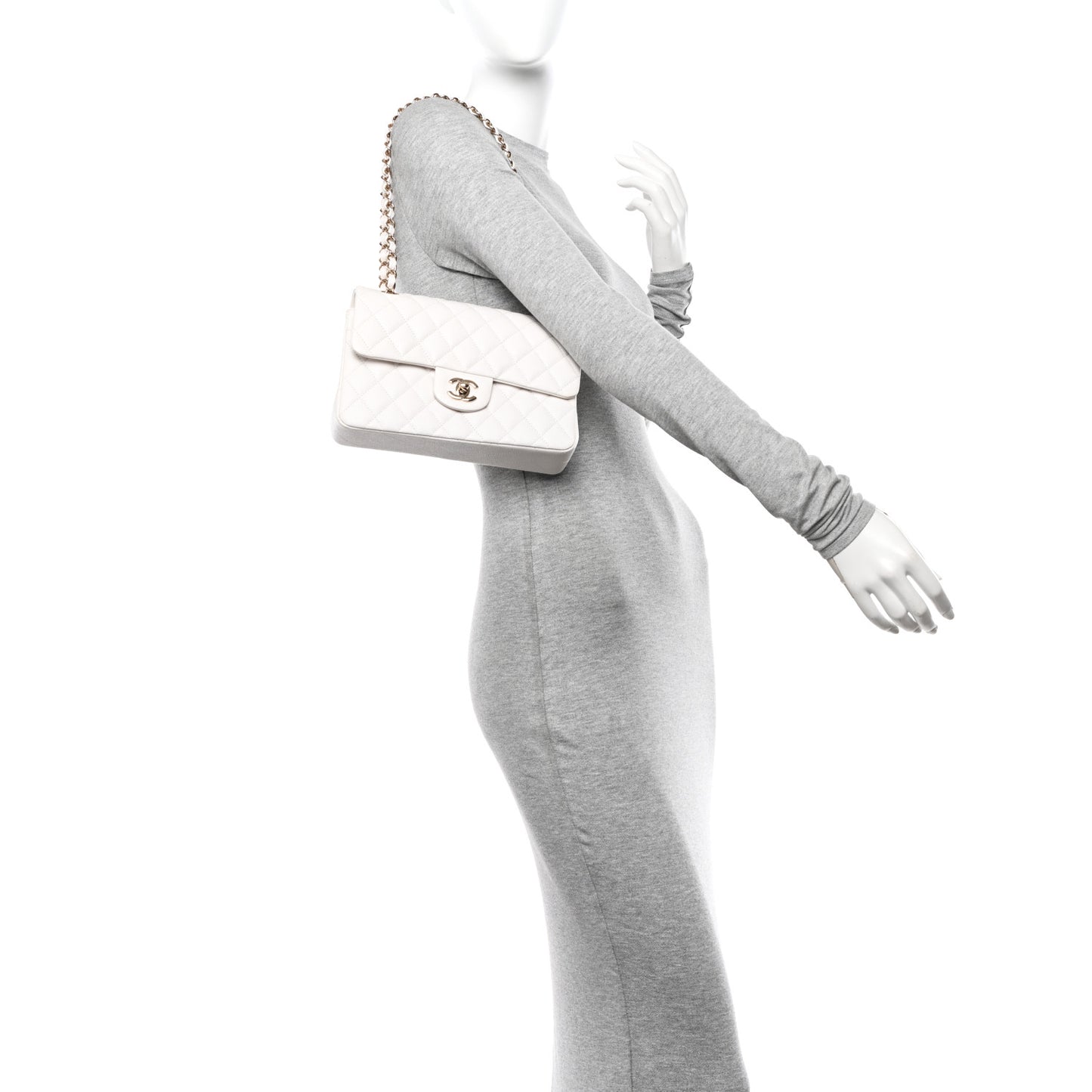 Caviar Quilted Small Double Flap White