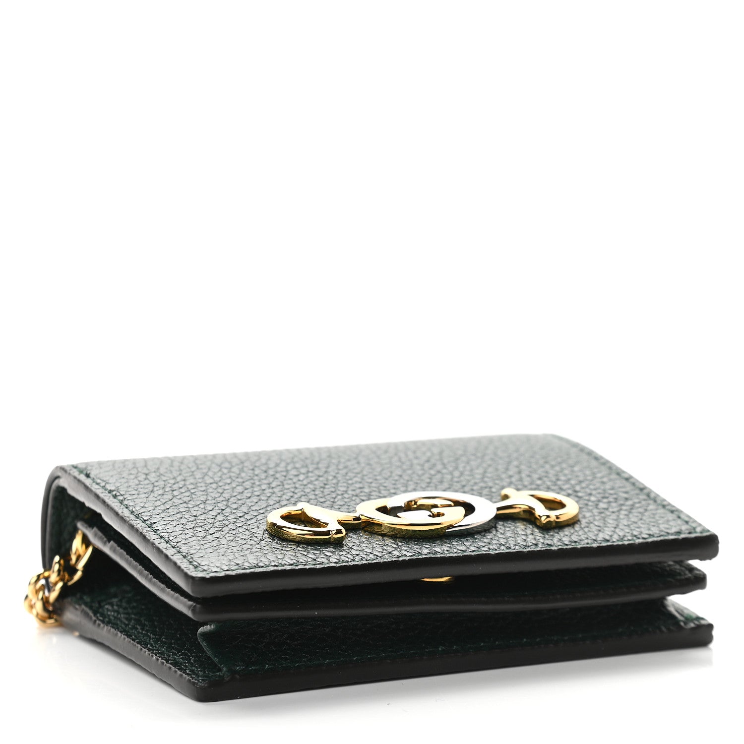 Gucci Grainy Calfskin Zumi Chain Card Case Wallet Vintage Green 4 of 9