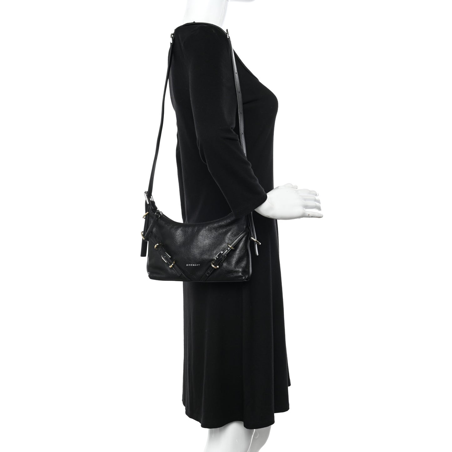 Tumbled Calfskin Mini Voyou Boyfriend Party Bag Black