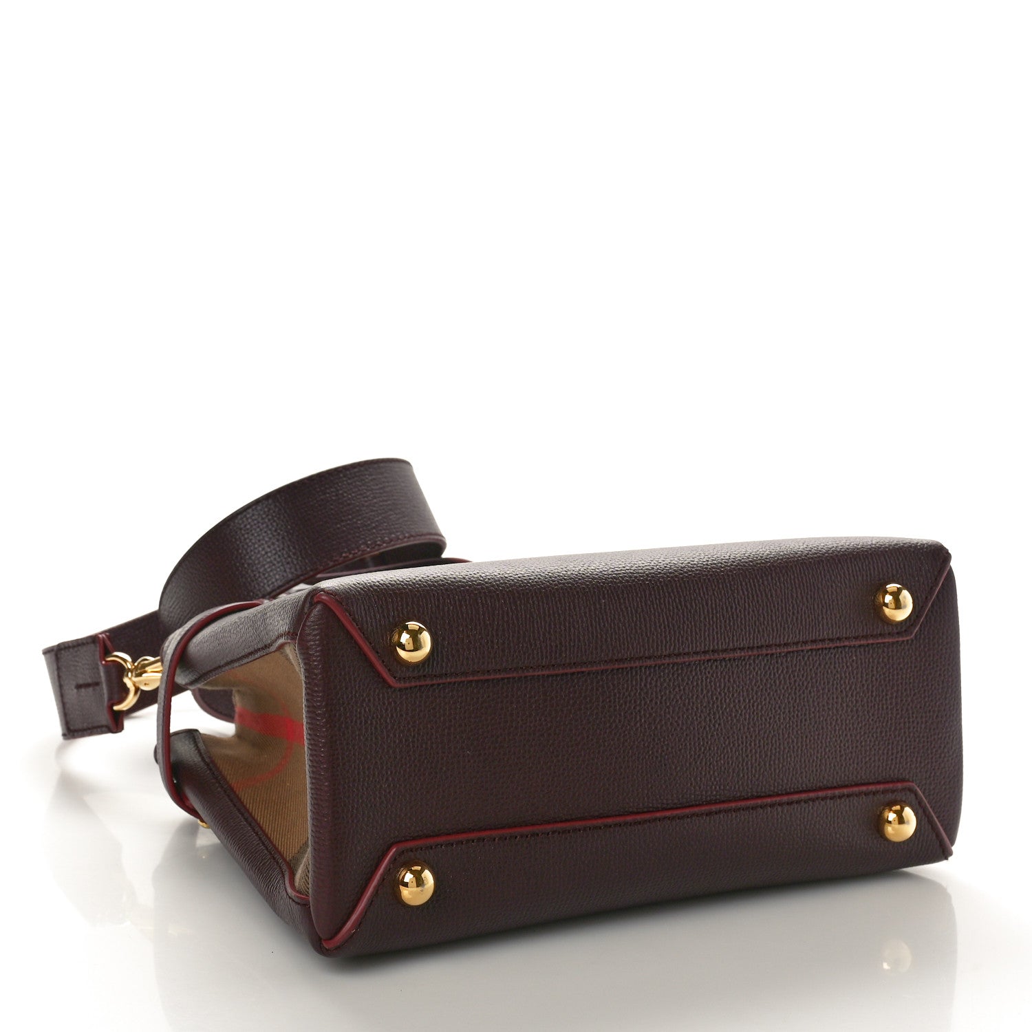 Burberry Grainy Calfskin House Check Small Banner Tote Mahogany Red 4 of 9