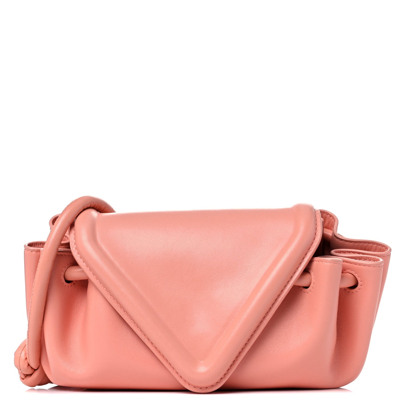 Lambskin Small Beak Triangle Flap Shoulder Bag Peachy Silver