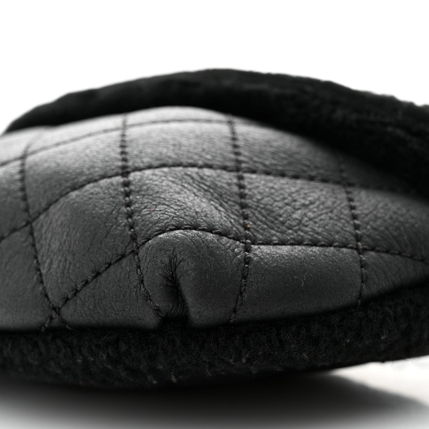 Calfskin Fur Quilted Waist Bag Fanny Pack Black
