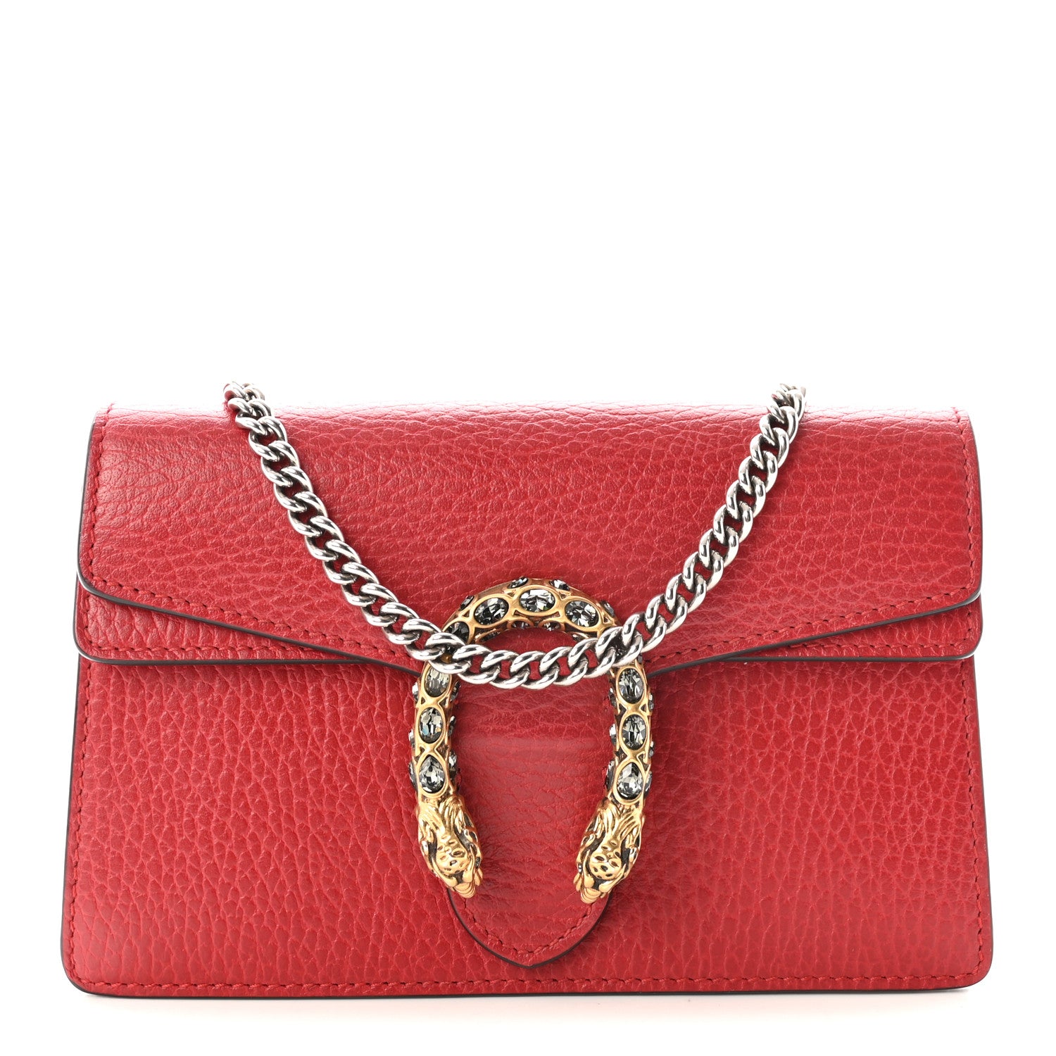 Gucci Calfskin Super Mini Dionysus Shoulder Bag Hibiscus Red