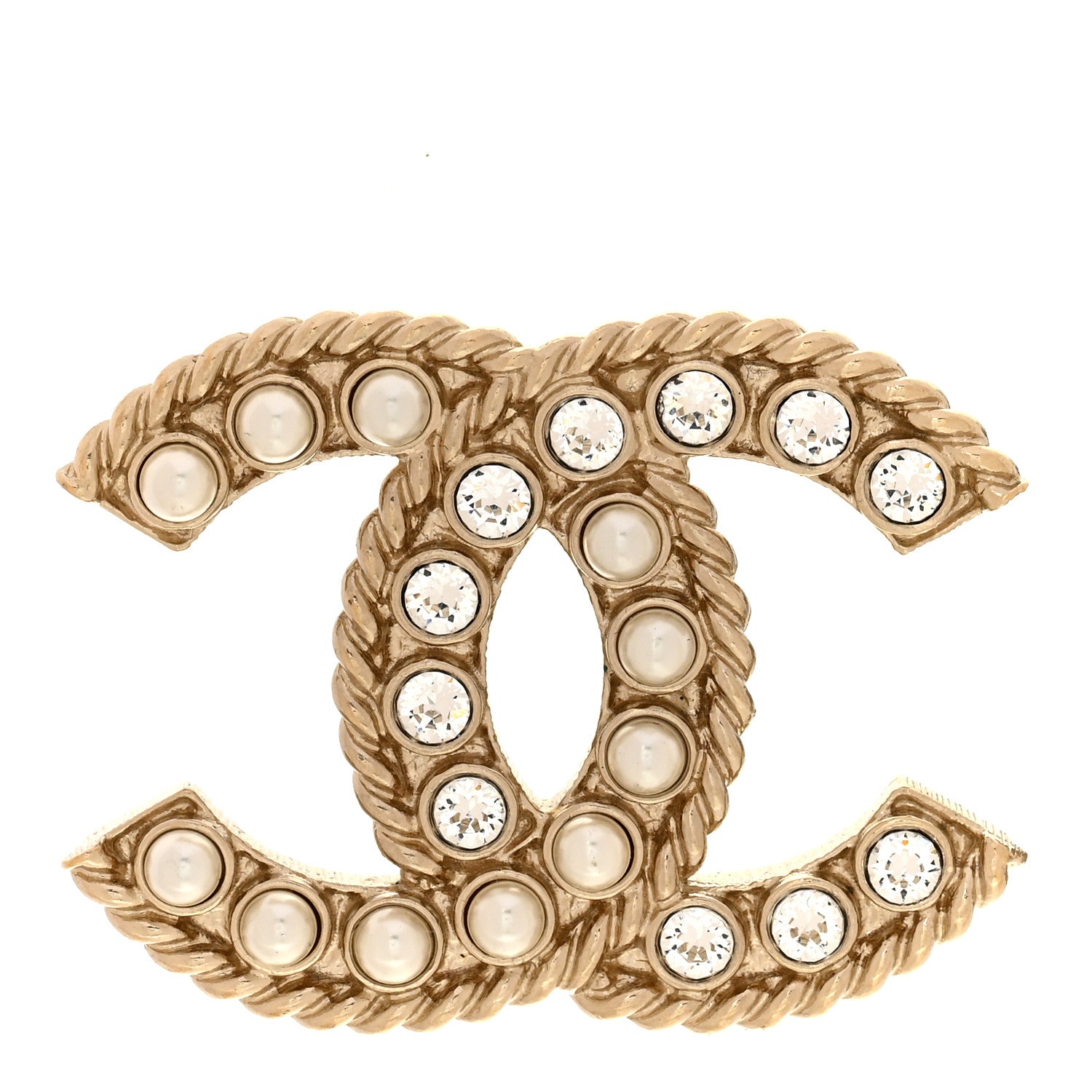 ス*ギ様 CHANELノベルティブローチ Chanel Pearl Crystal April In Paris CC Brooch Gold 1917767