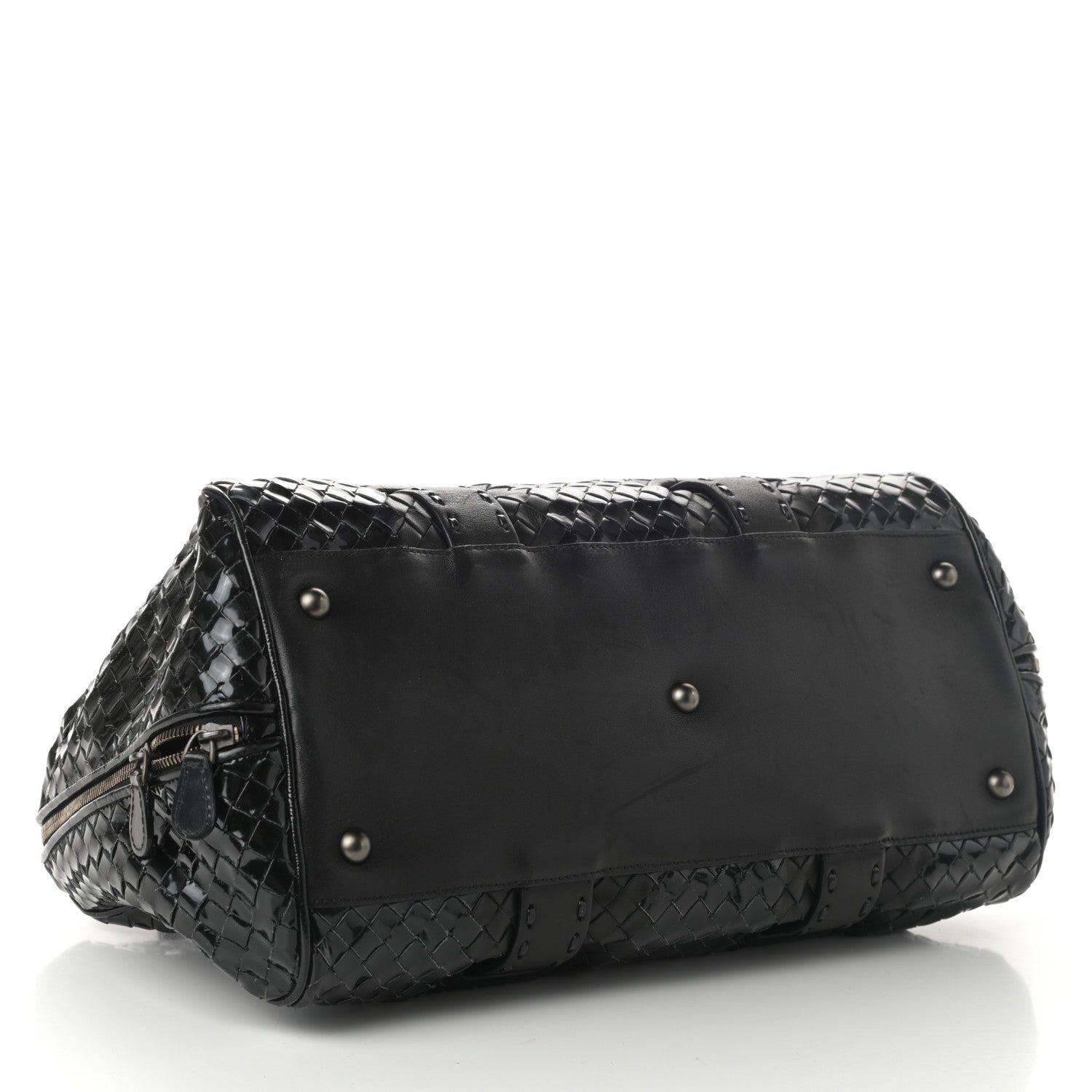 Bottega Veneta Patent Nappa Intrecciato Accordion Satchel Black 4 of 9