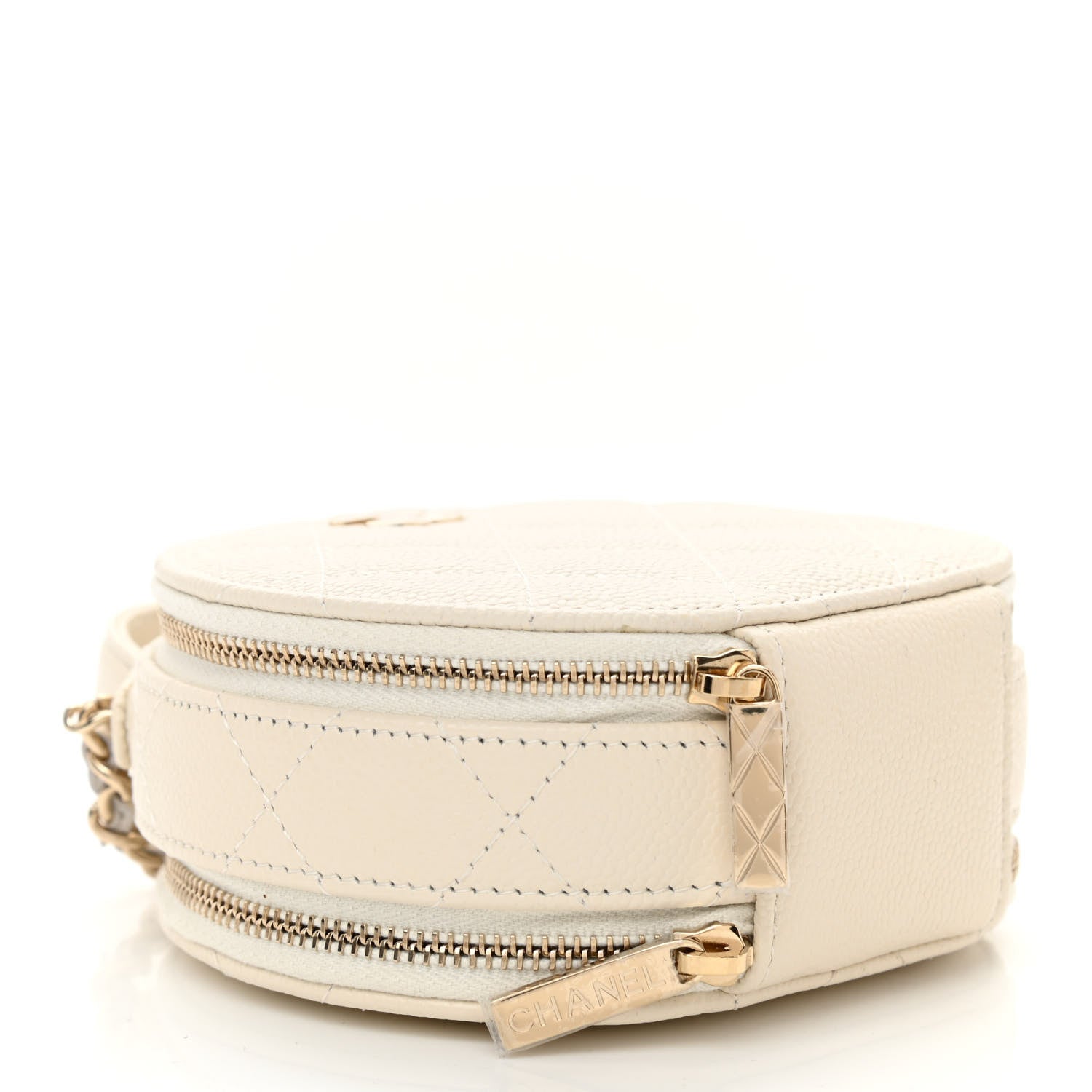 Chanel Caviar Quilted Round Handle With Care Vanity With Chain White 4 of 11