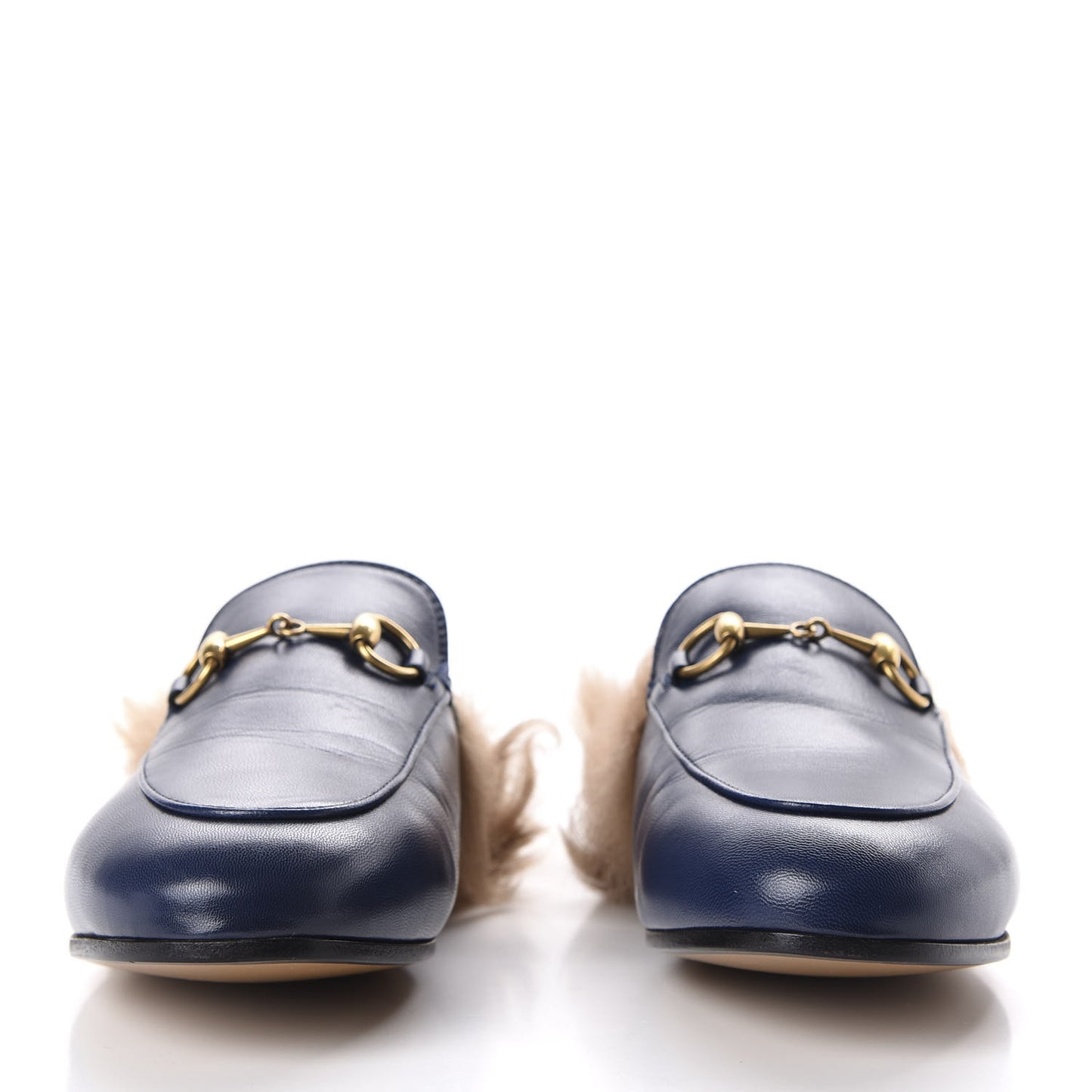 Malaga Kid Fur Womens Princetown Slippers 36.5 Blue Agata