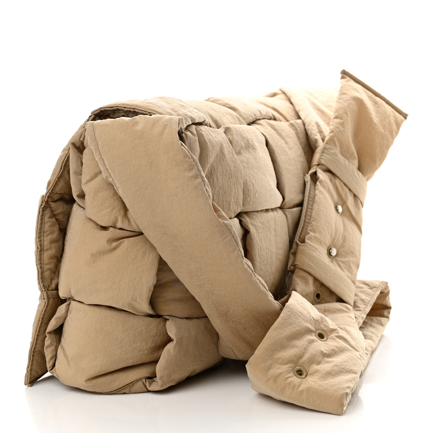Nylon Intrecciato Padded Tech Maxi Cassette Bag Sesame