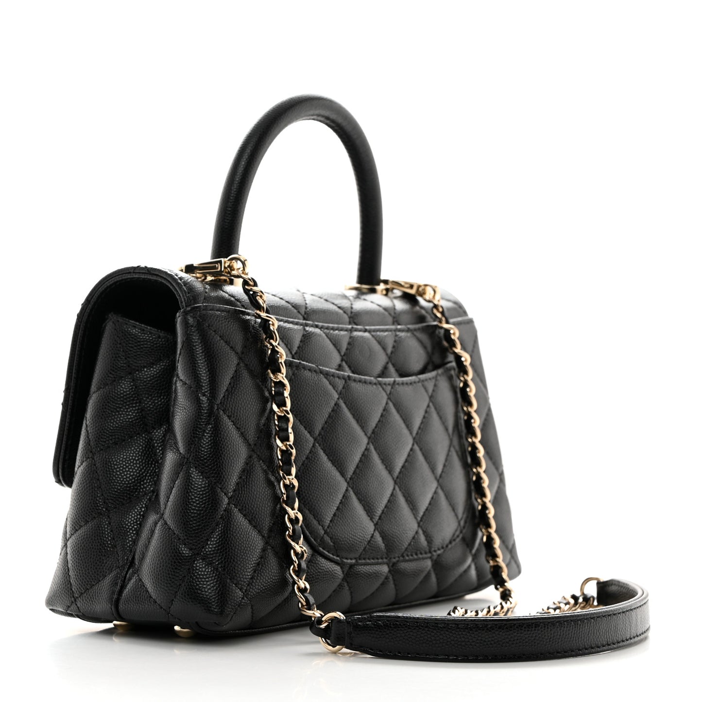 Caviar Quilted Mini Coco Handle Flap Black