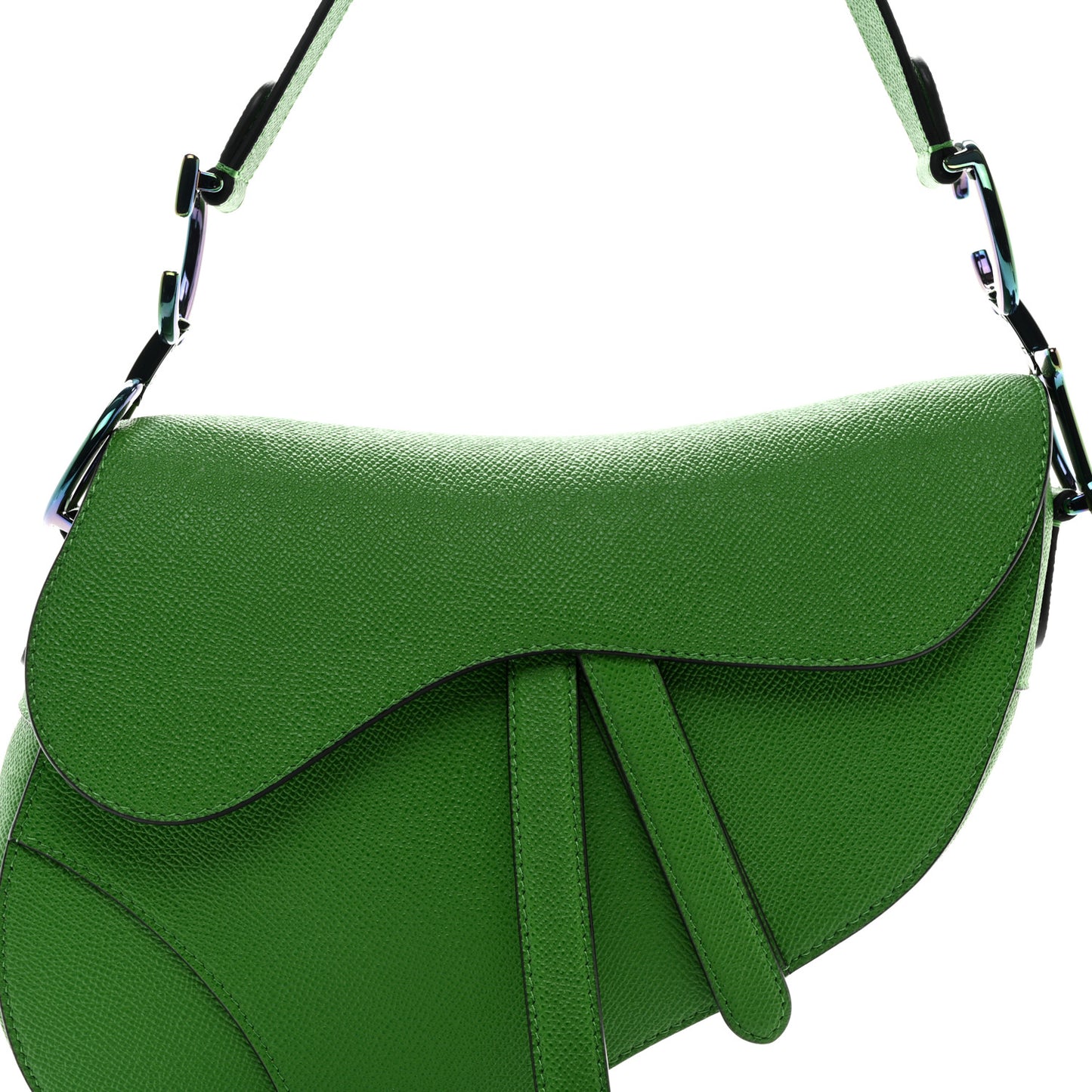 Grained Calfskin Saddle Bag Green
