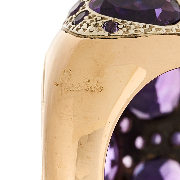 18K Rose Gold Sterling Silver Amethyst Tabou Ring 54 7