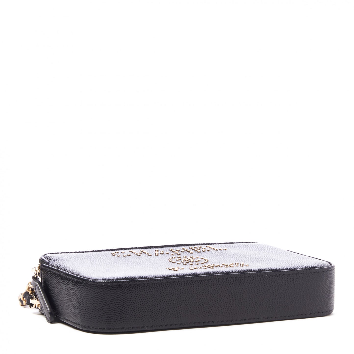 Caviar Studded Small Deauville Clutch With Chain Black