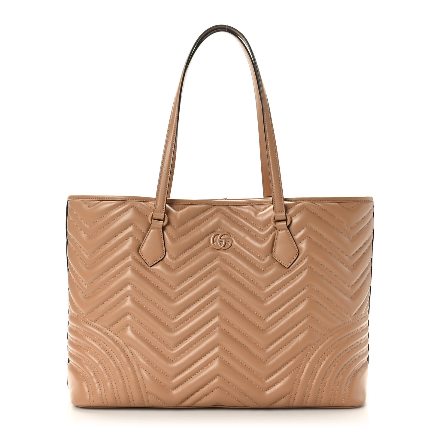 Calfskin Matelasse Monochrome GG Marmont Large Tote Camelia