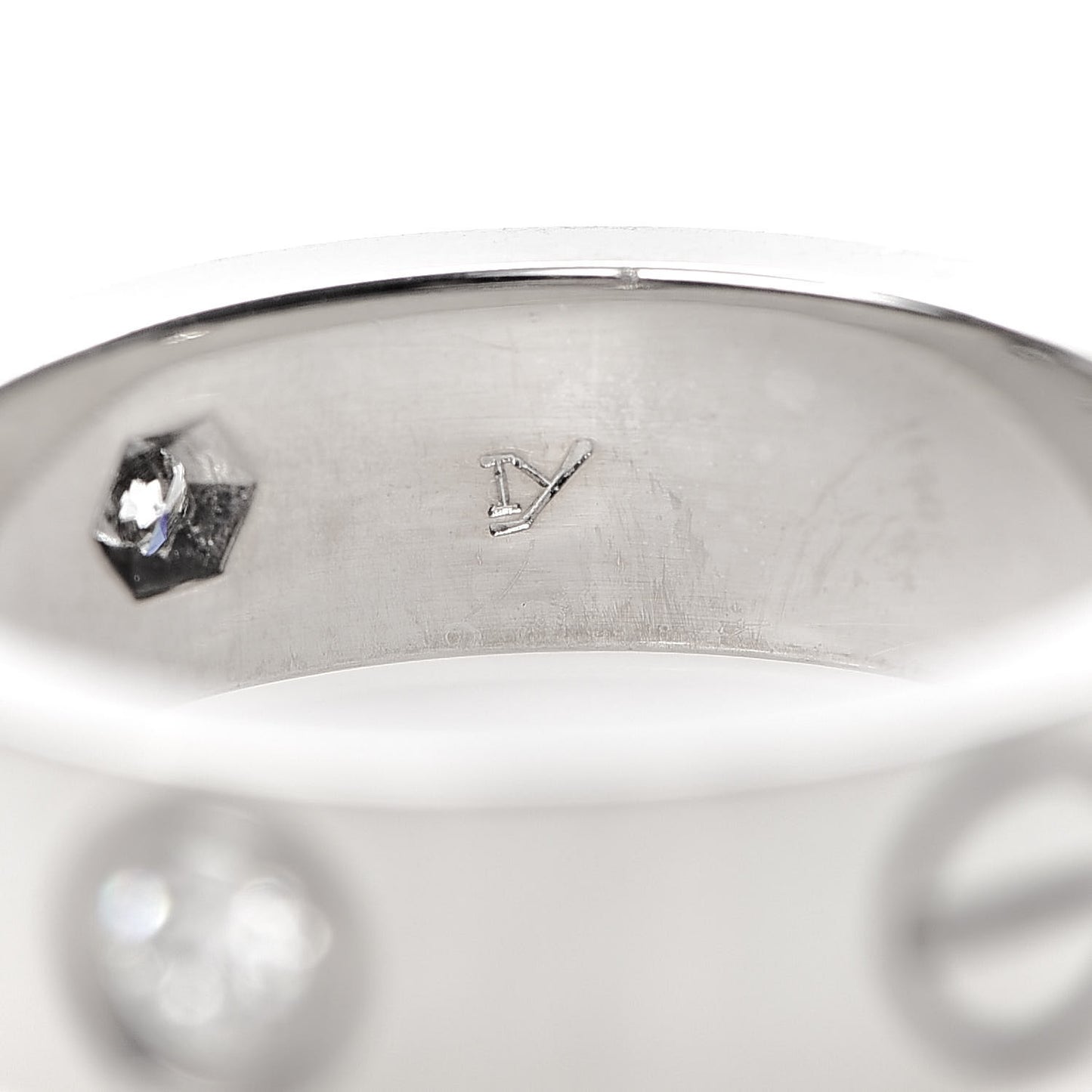 18K White Gold 3 Diamond 5.5mm LOVE Ring 50 5.25