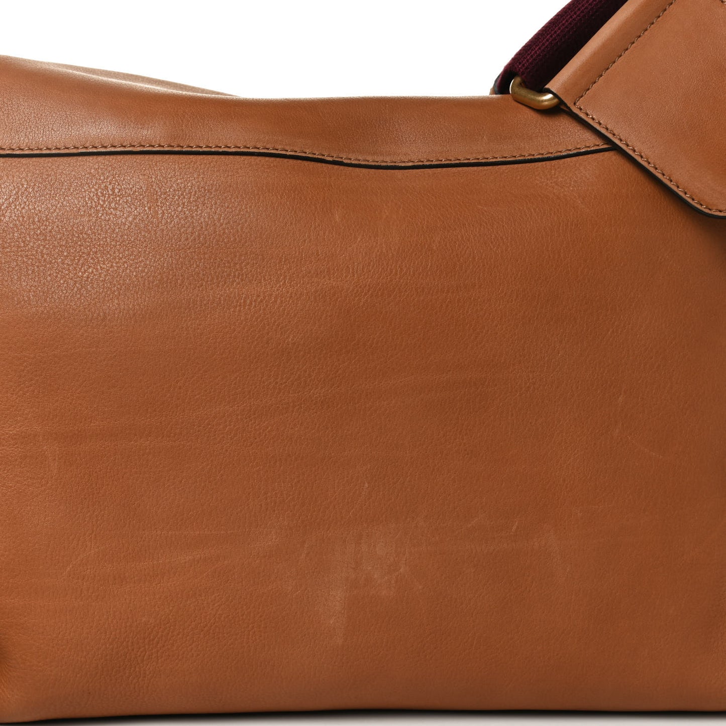 Grained Calfskin Mens Double Buckle Flap Messenger Bag Tan