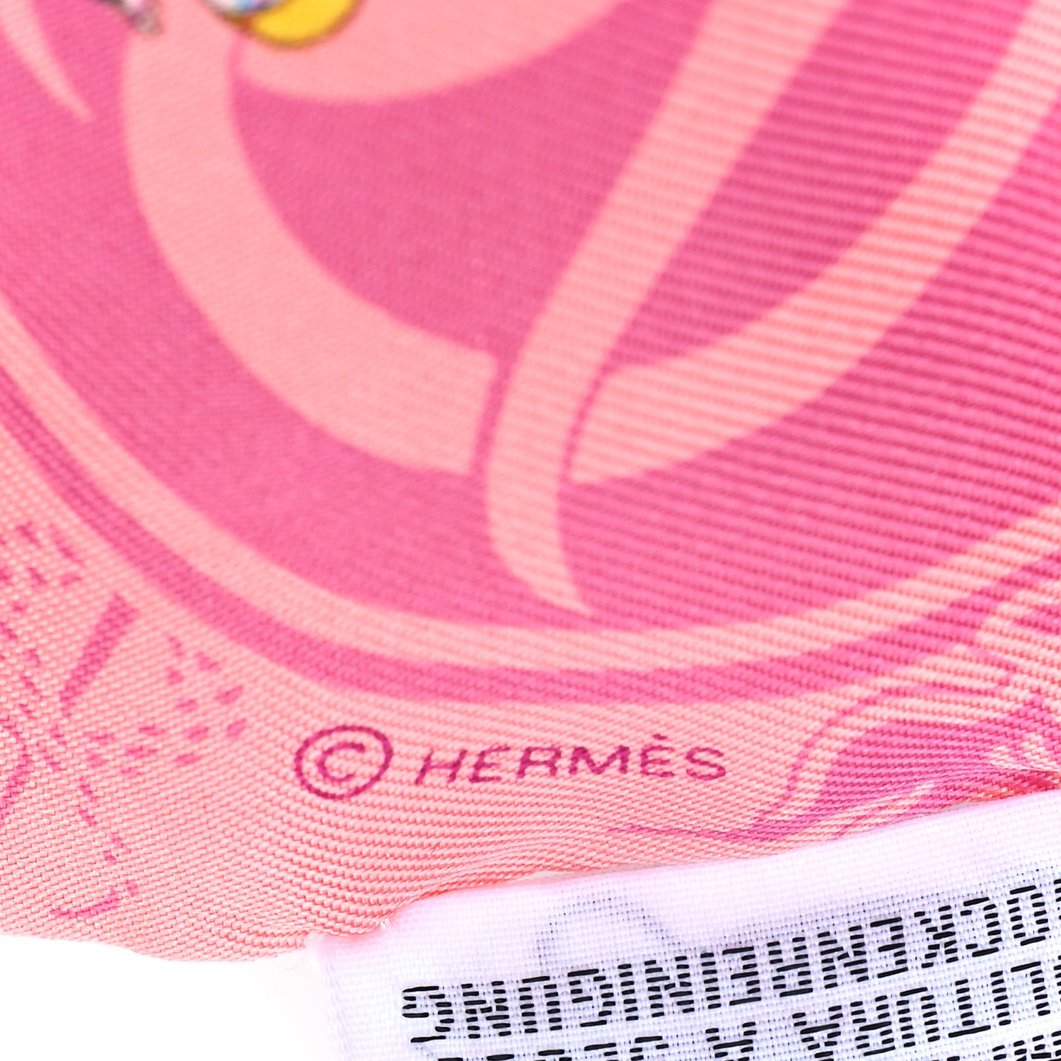 Hermes Silk Ex-Libris Les Parisie Twilly Rose Malabar Jaune 4 of 5