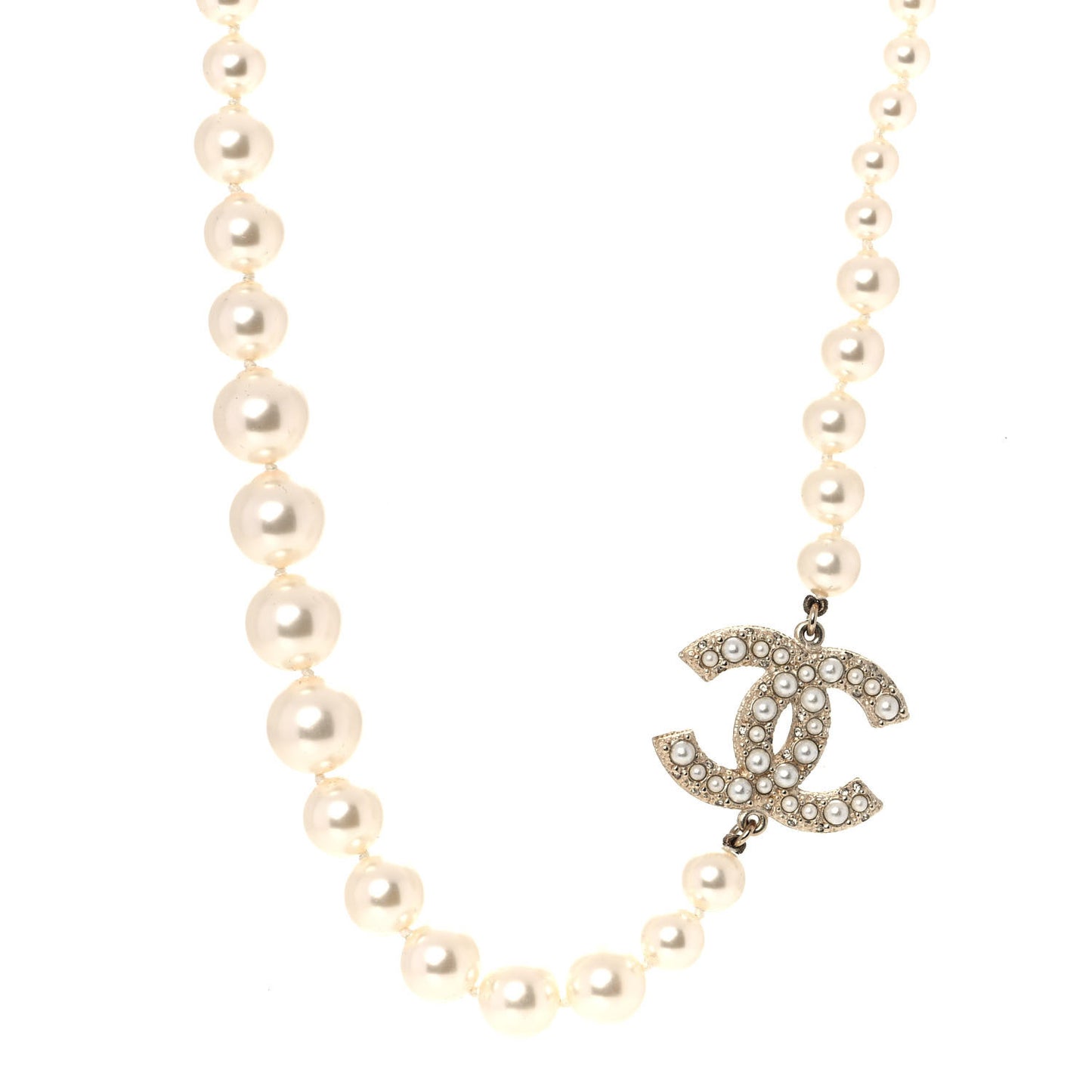 Pearl CC 100th Anniversary Necklace Light Gold