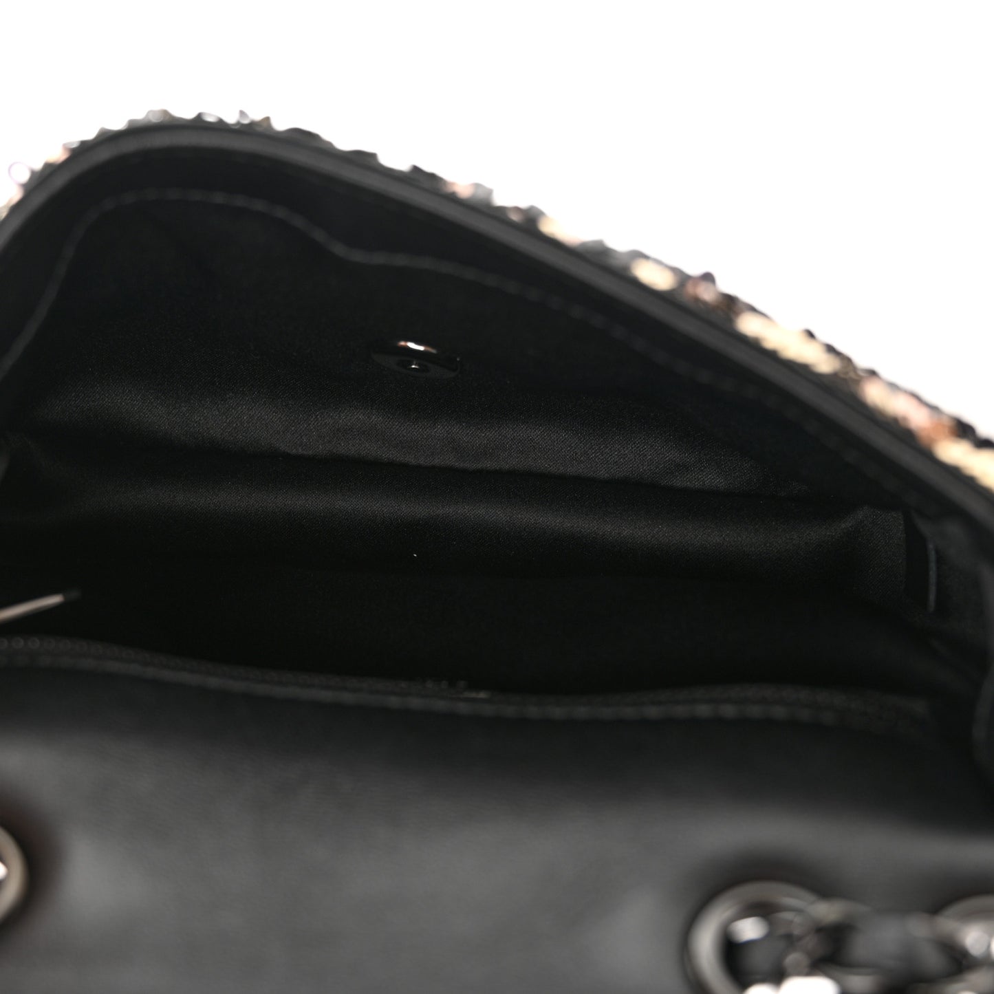 Sequin Mini Rectangular Flap Black Gold