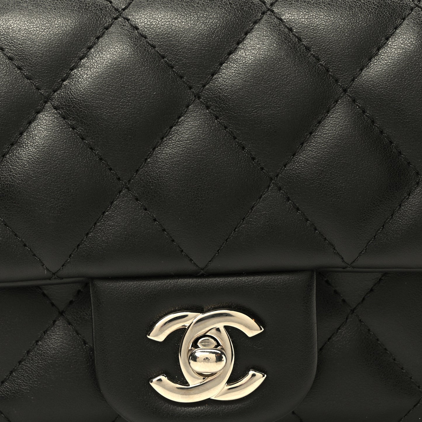Calfskin Quilted CC Uniform Flap Belt Bag Black