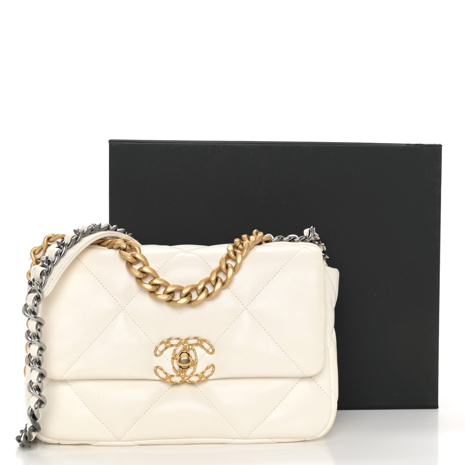 Chanel Lambskin Quilted Medium Chanel 19 Flap White 12 of 12